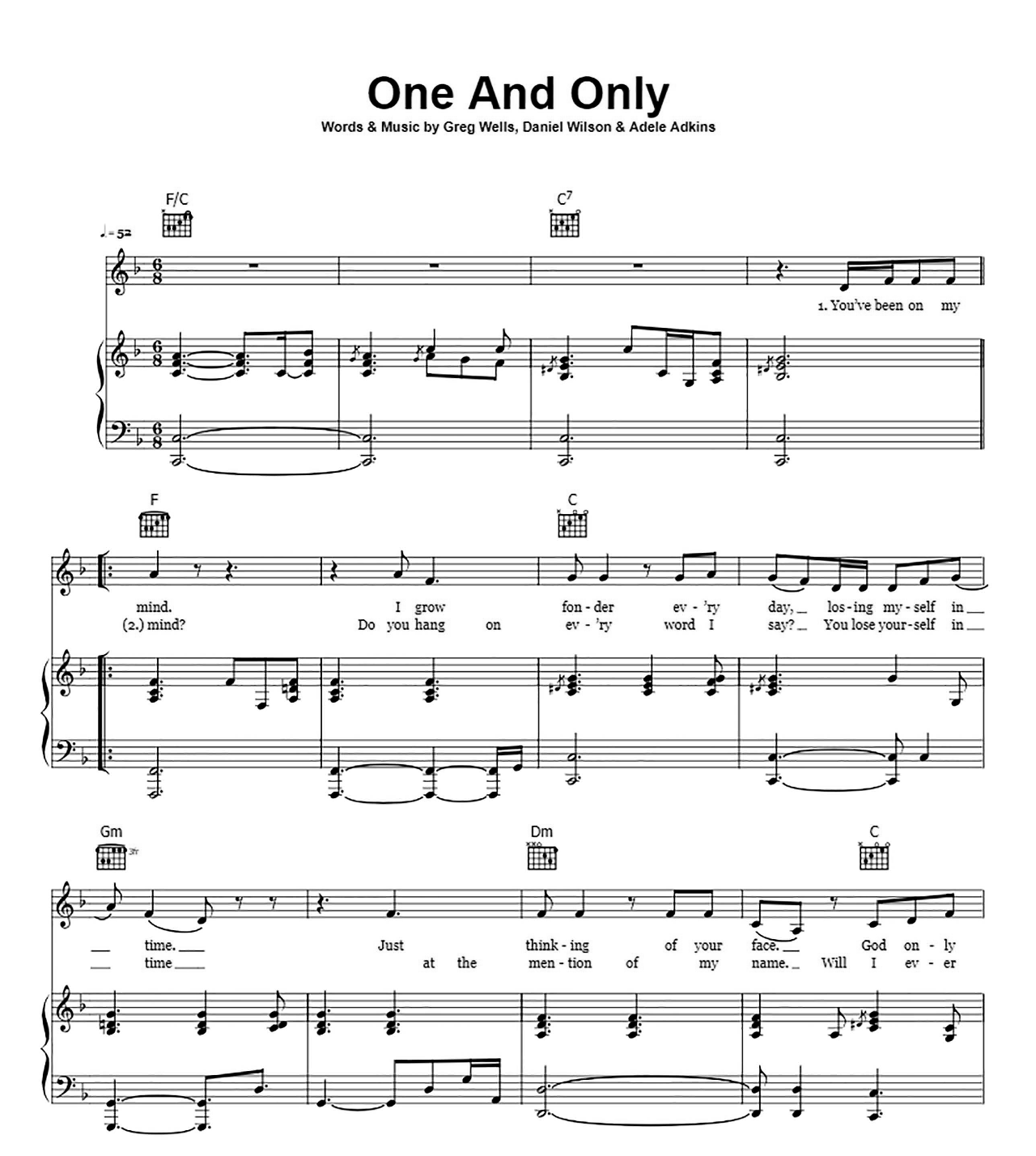 One And Only sheet music