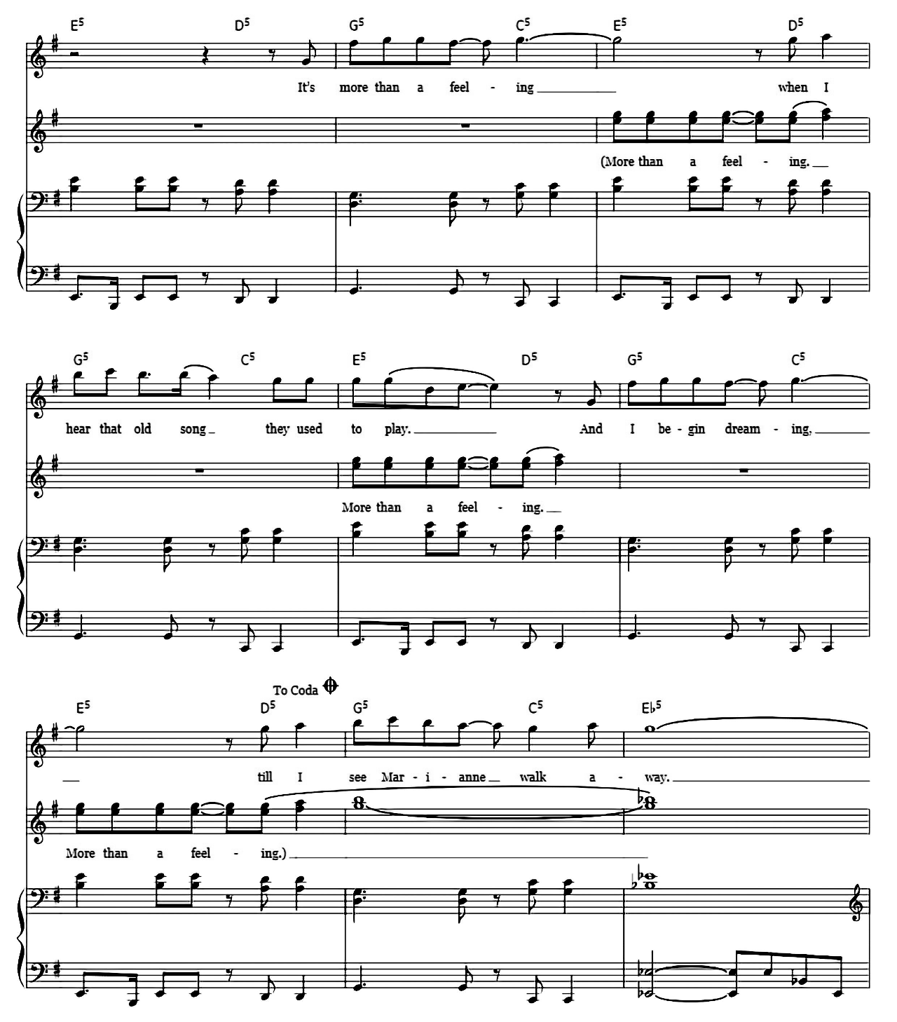 More Than A Feeling sheet music 3