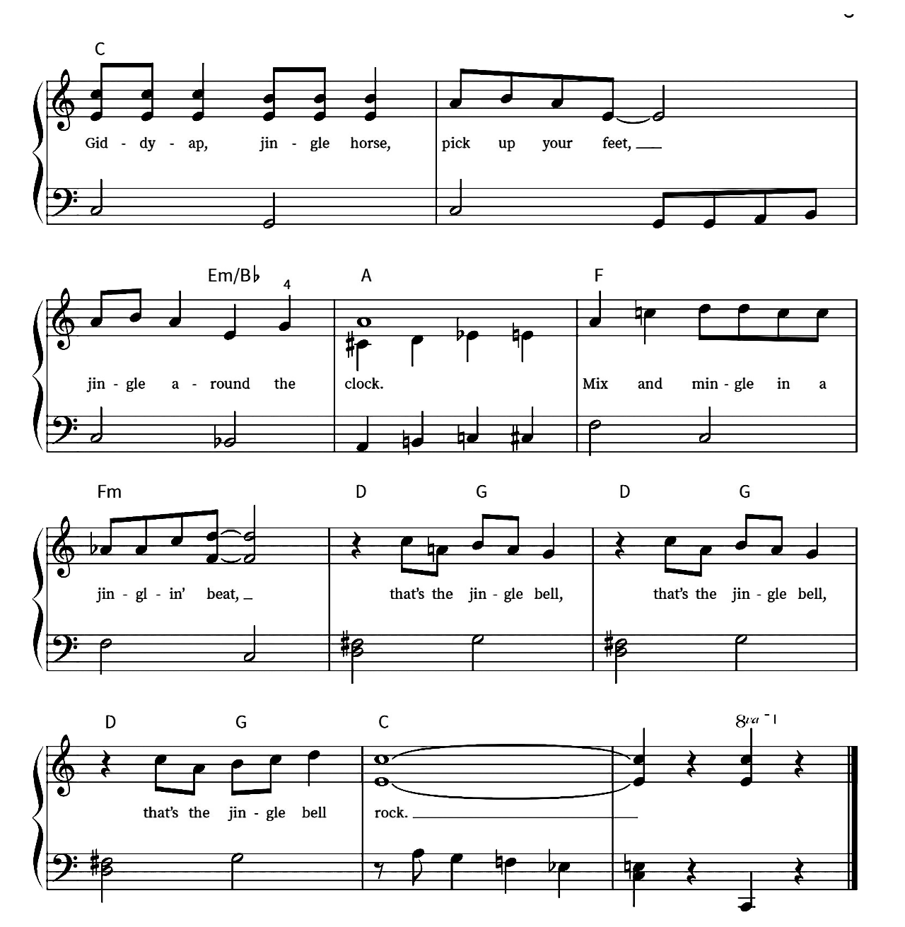 Jingle Bell Rock (Easy Piano) sheet music 3