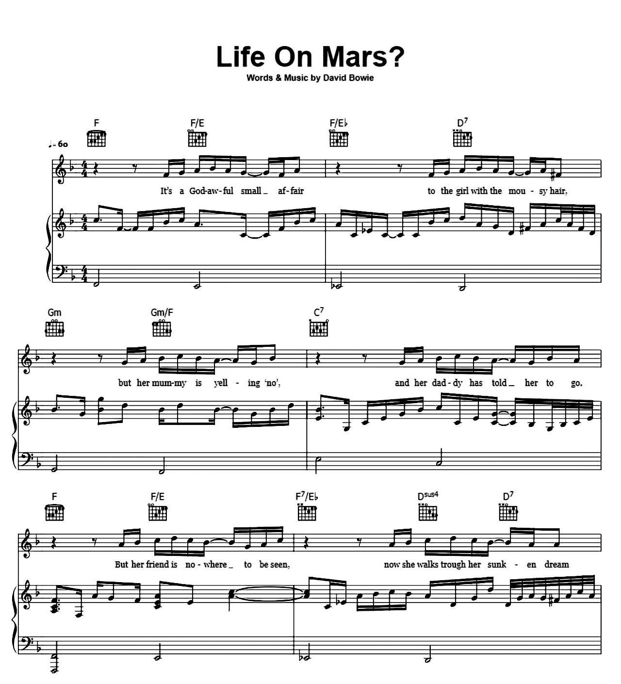 Life On Mars sheet music