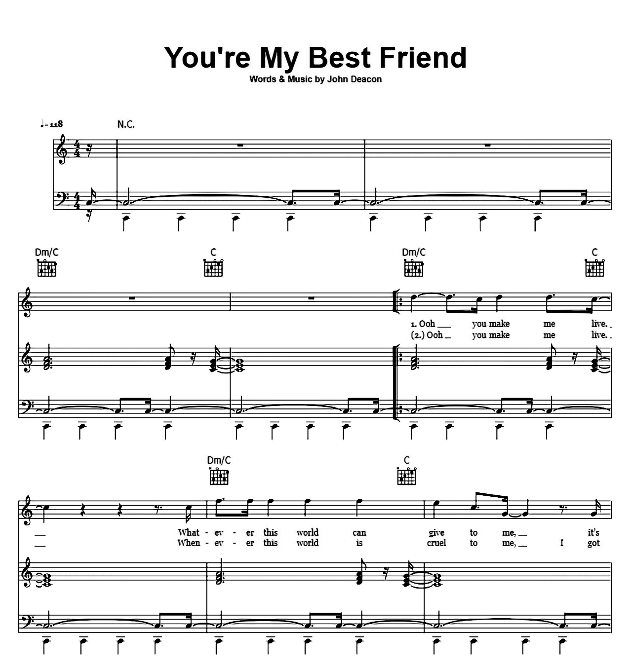 You're My Best Friend sheet music