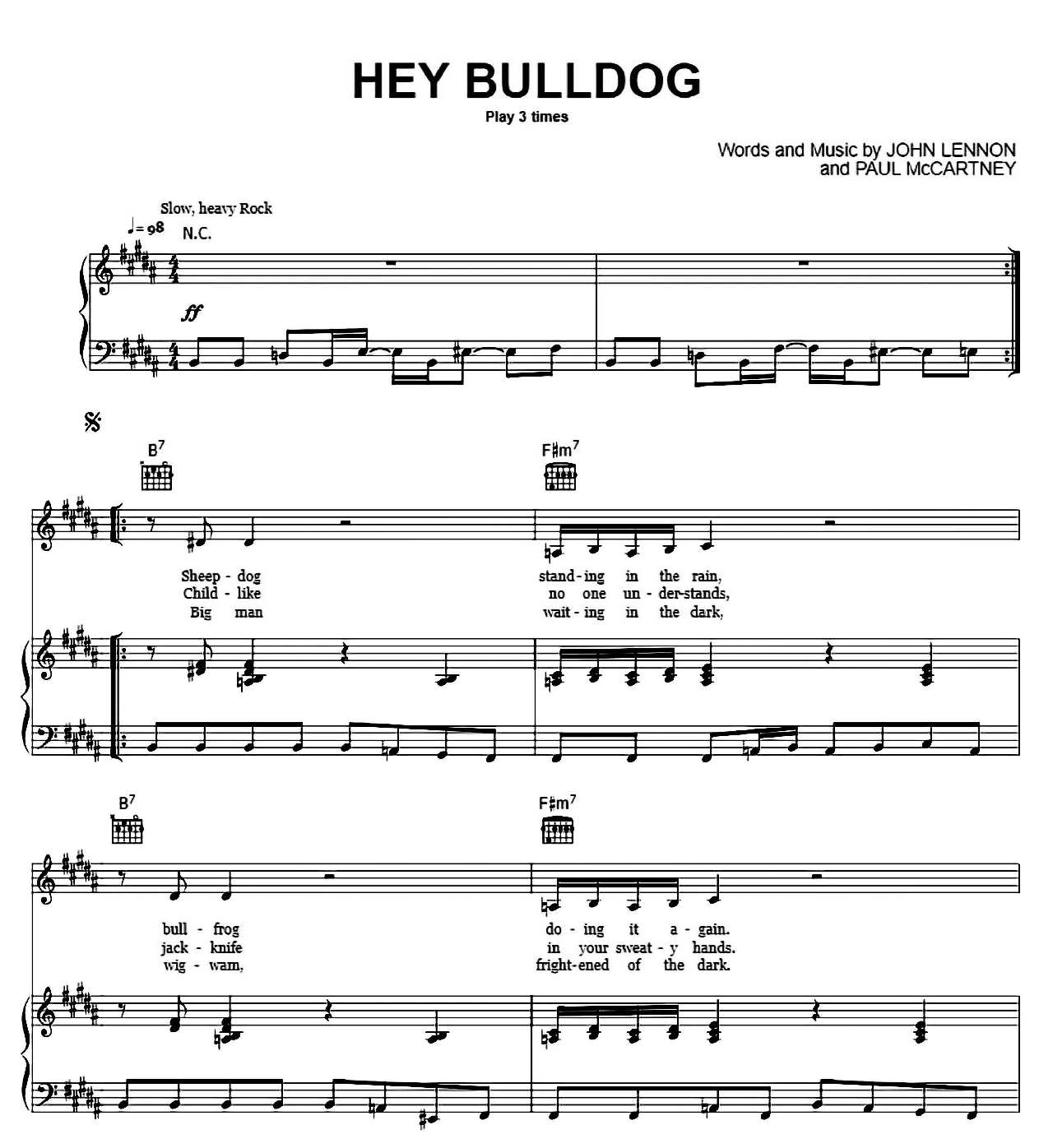 Hey Bulldog sheet music