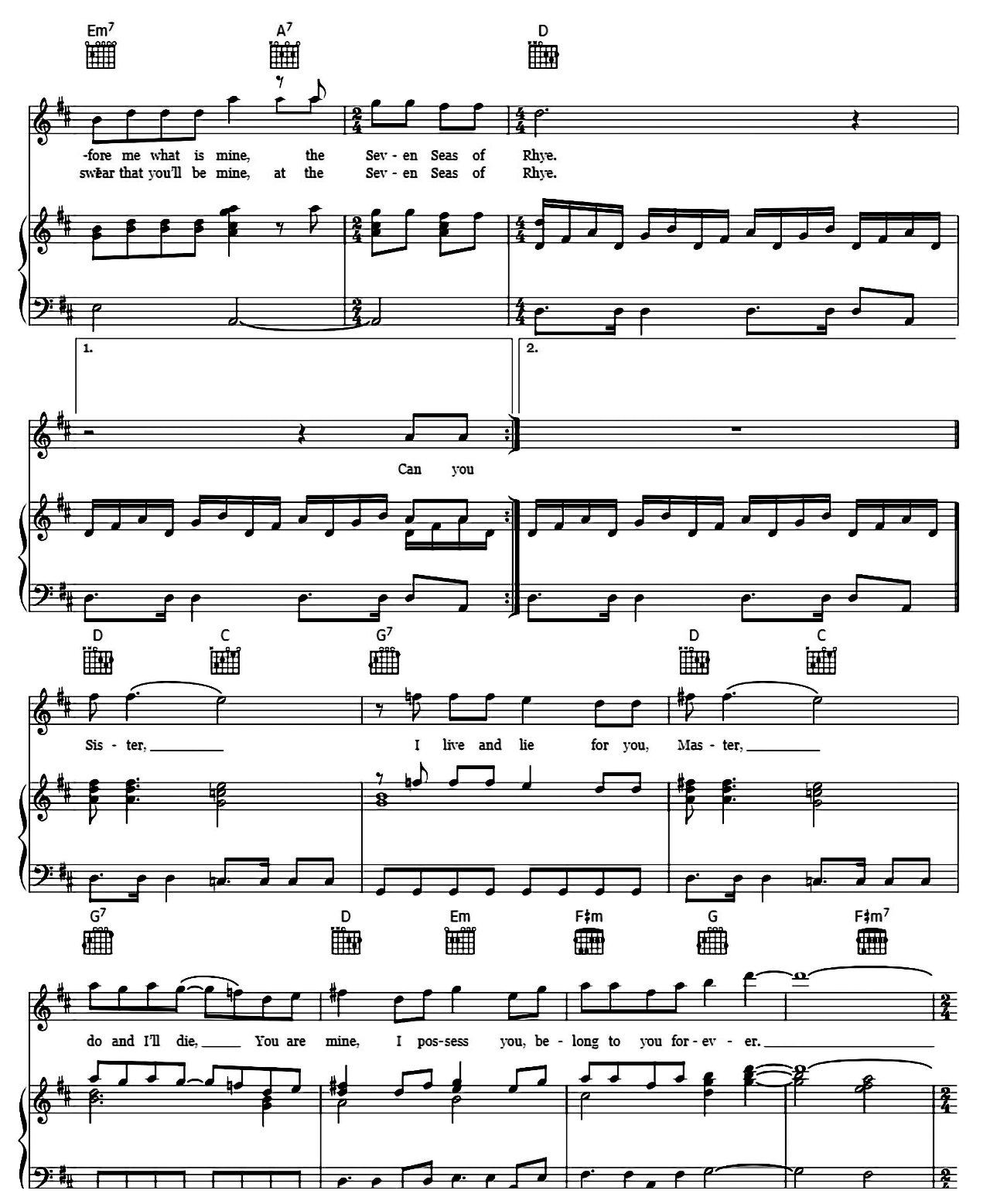 Seven Seas Of Rhye sheet music 3