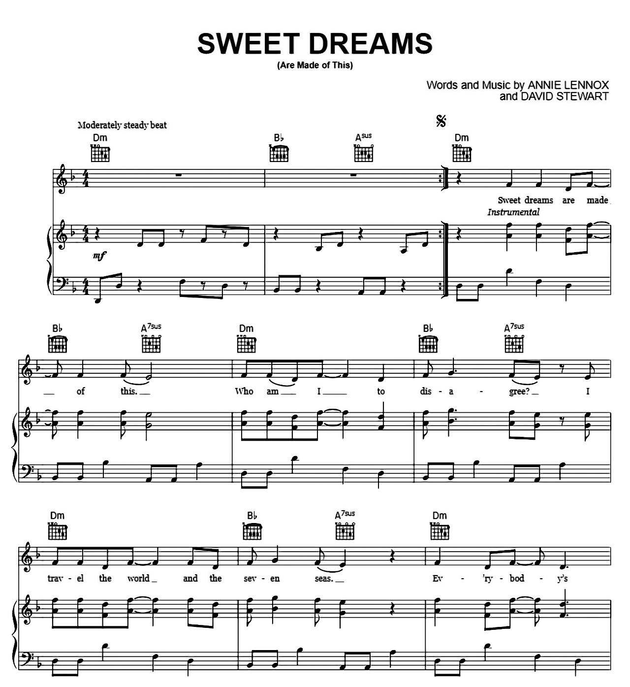 Sweet Dreams (Are Made Of This) sheet music