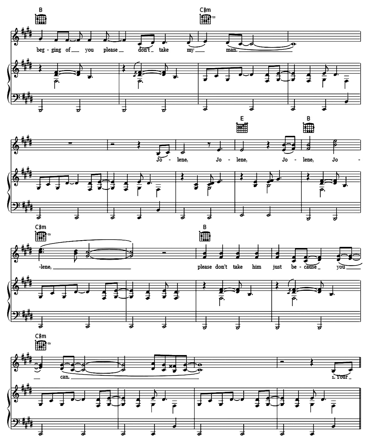 Jolene sheet music 2