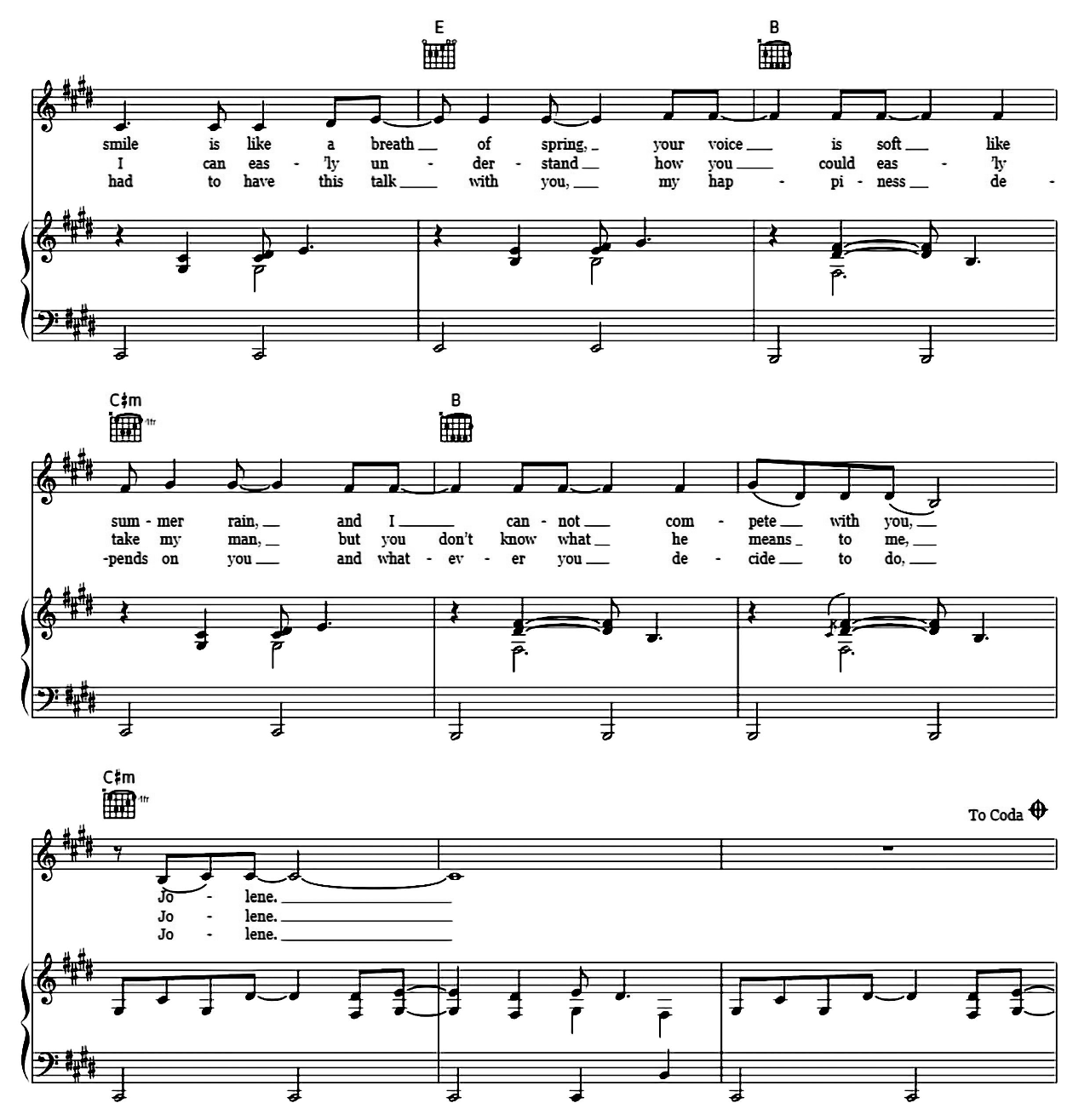 Jolene sheet music 4