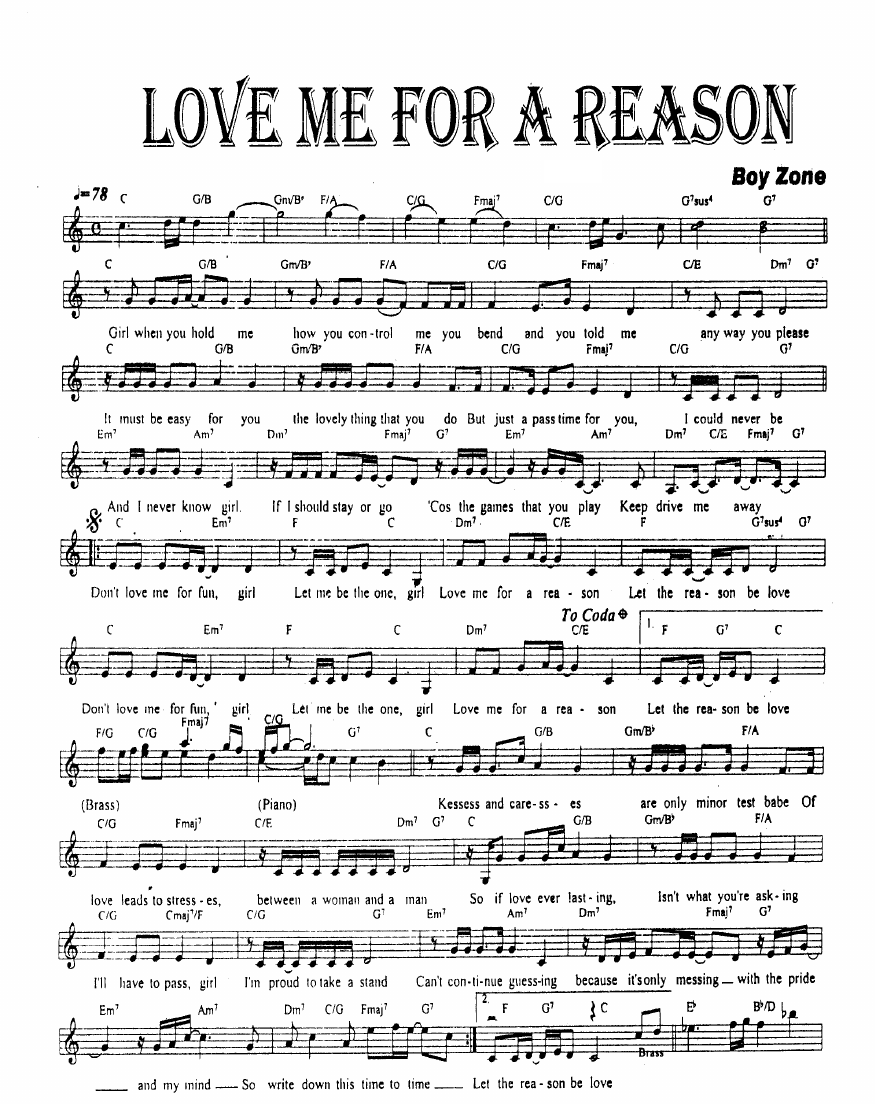 Love Me For A Reason sheet music