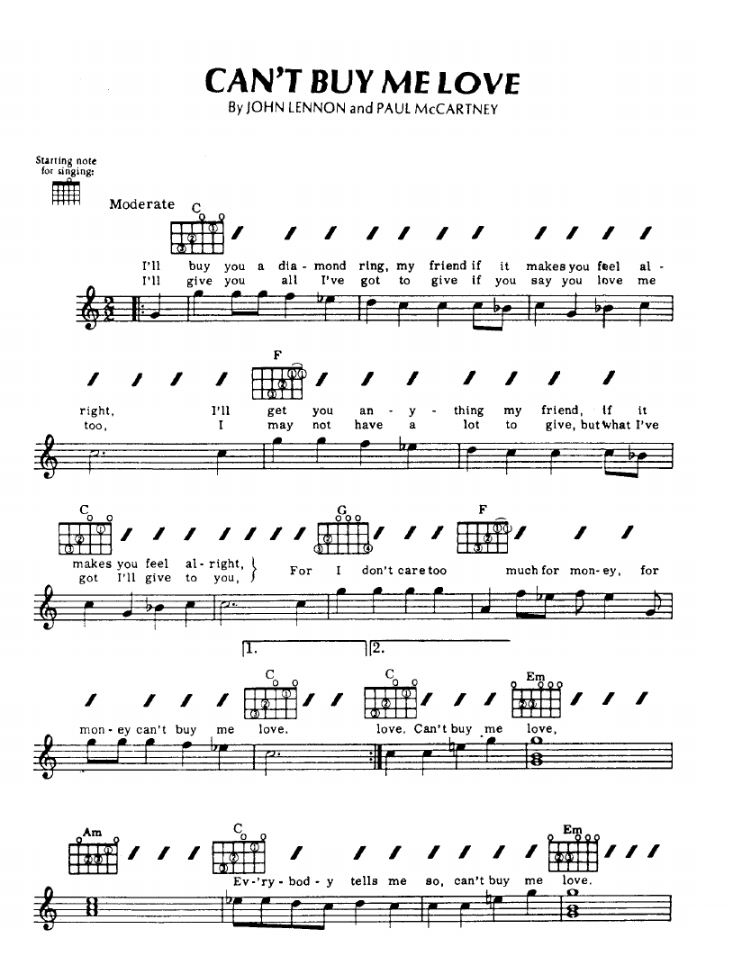 Can't Buy Me Love sheet music