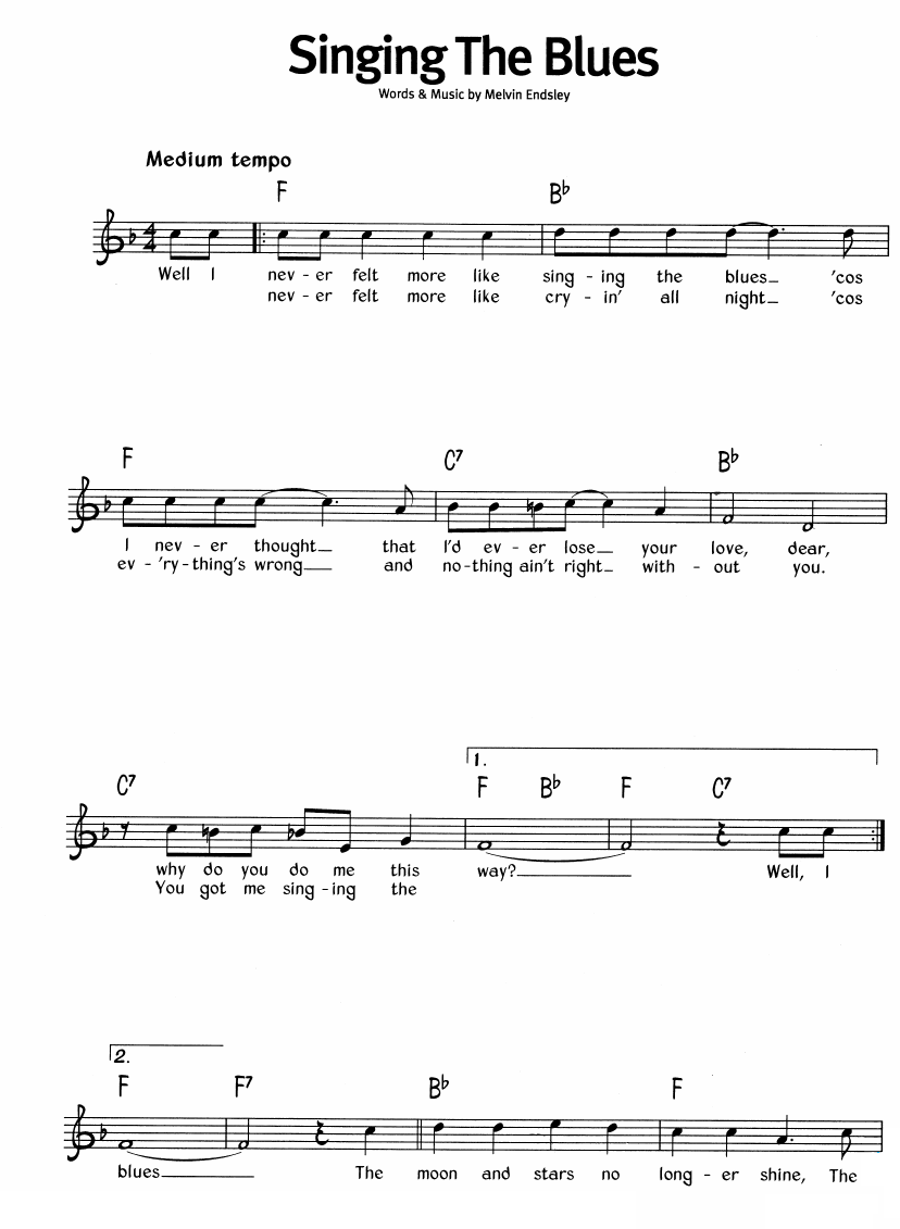 Singing The Blues sheet music