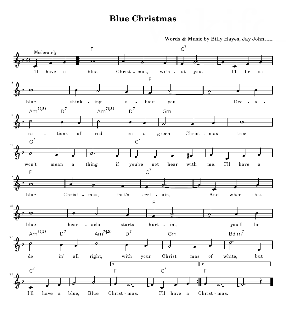 Blue Christmas sheet music