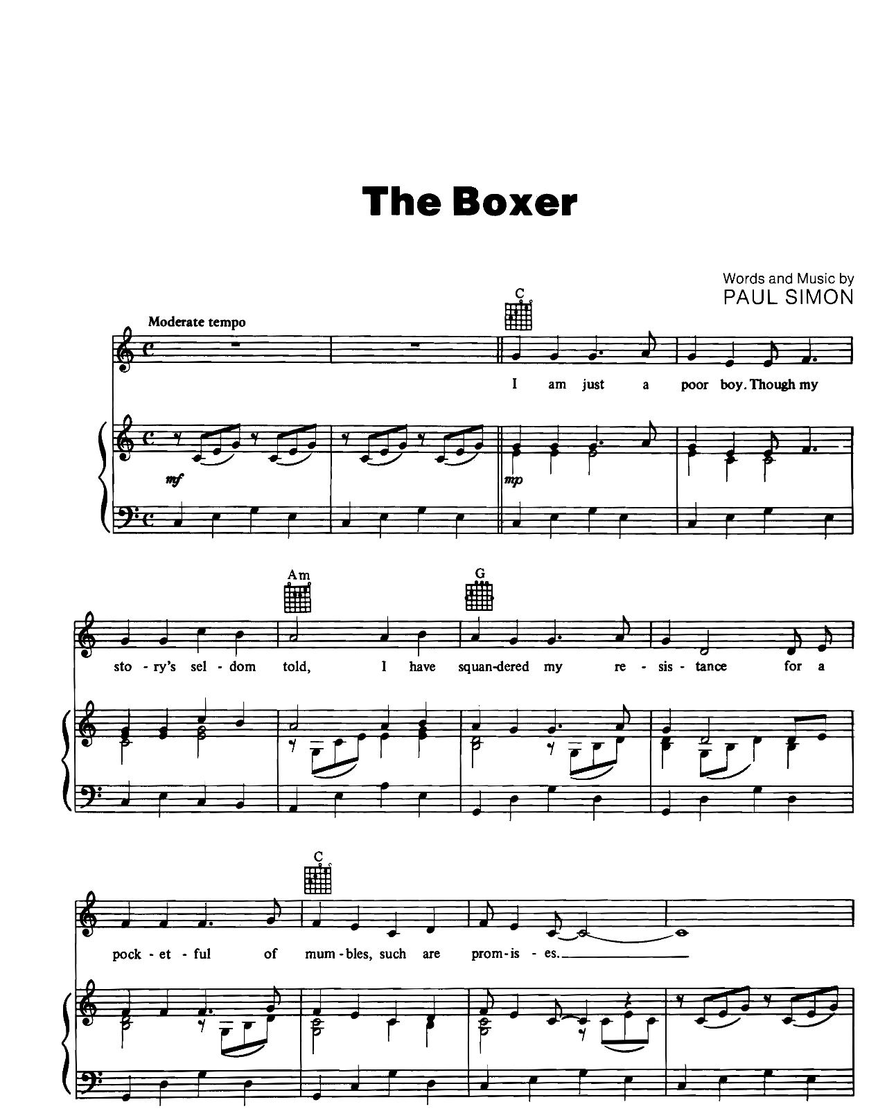 The Boxer sheet music