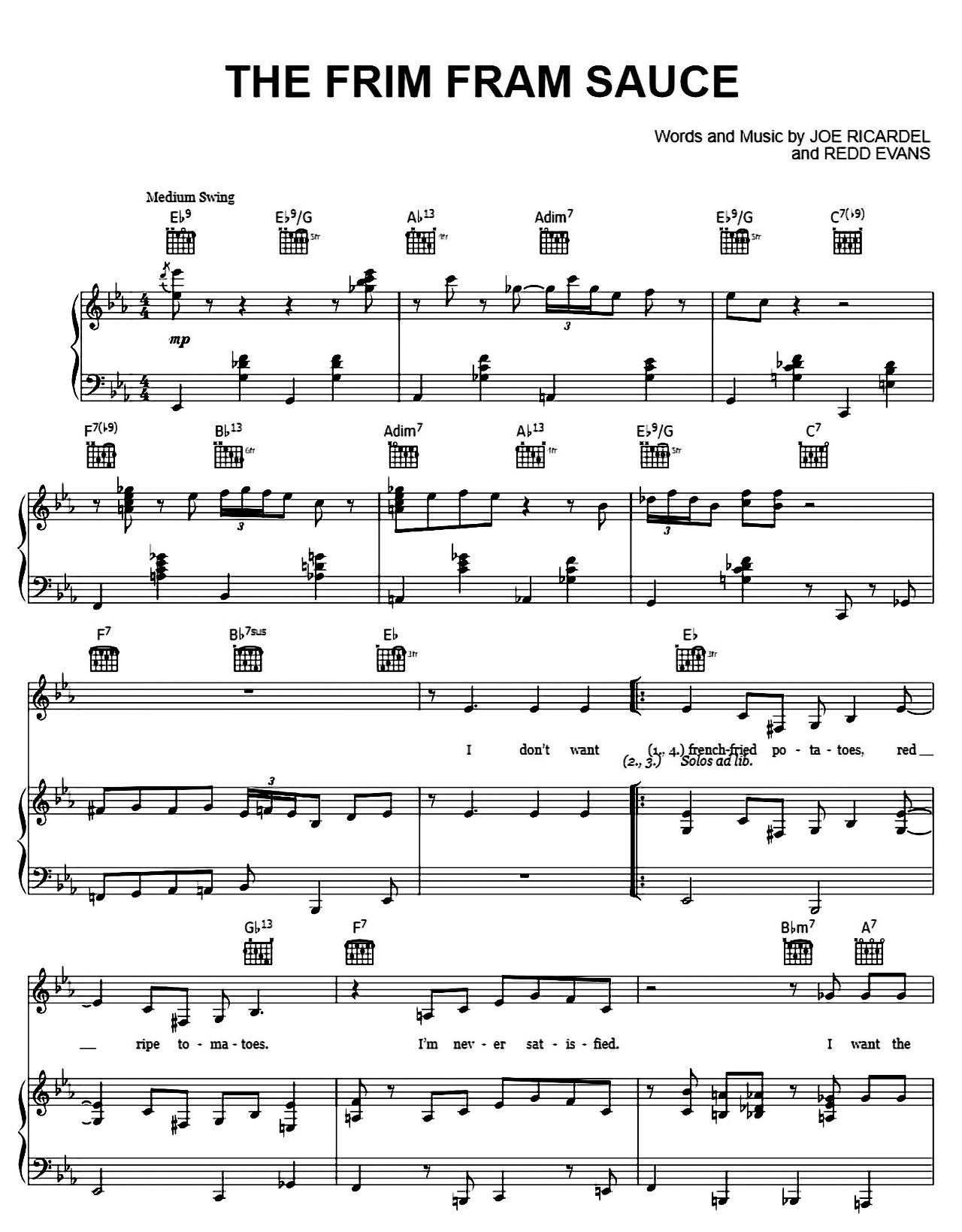 The Frim Fram Sauce sheet music