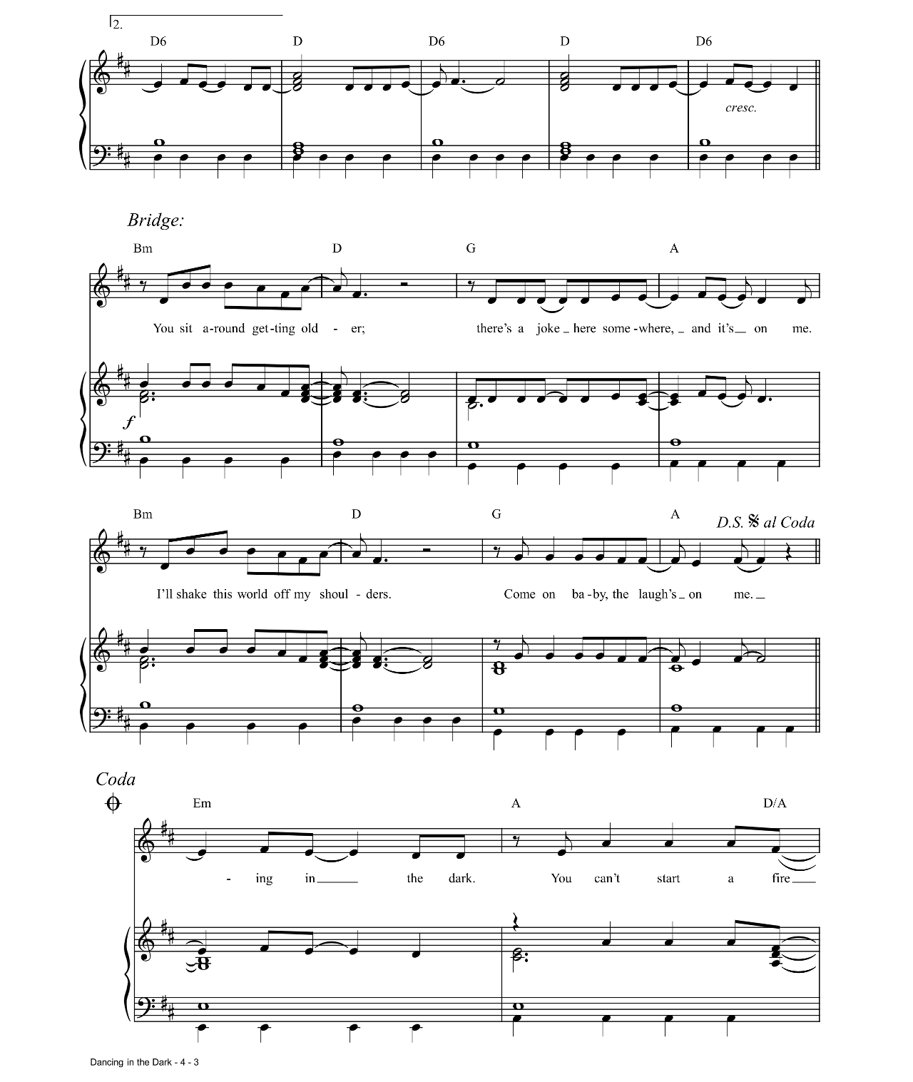 Dancing In The Dark sheet music 3