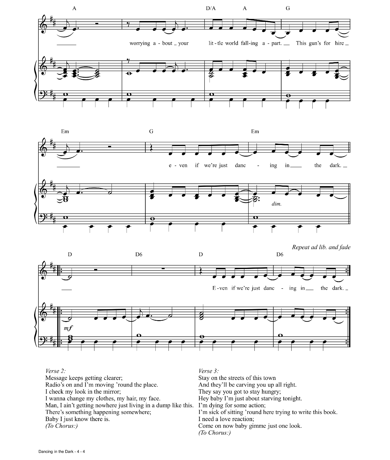 Dancing In The Dark sheet music 4