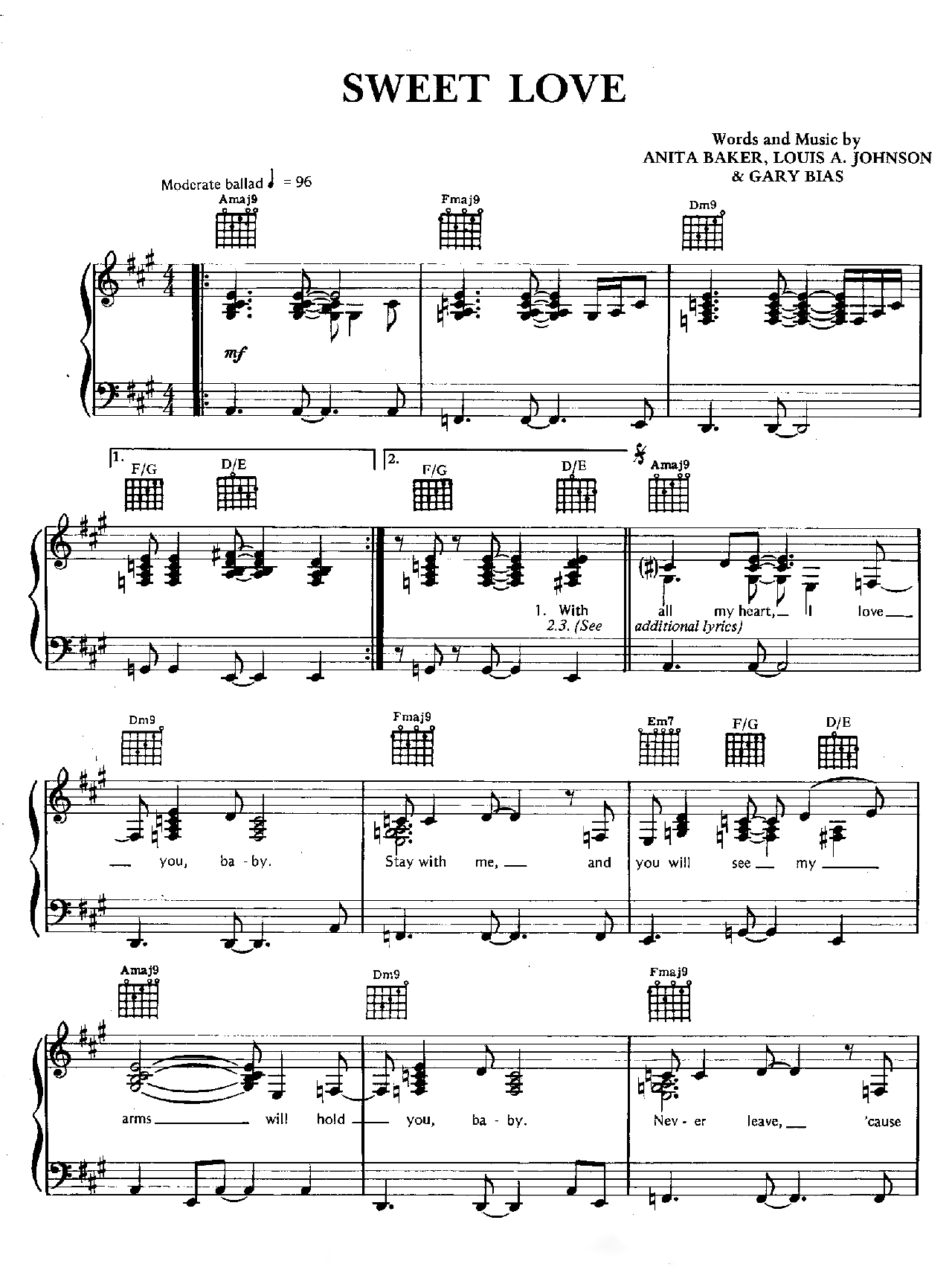 Sweet Love sheet music