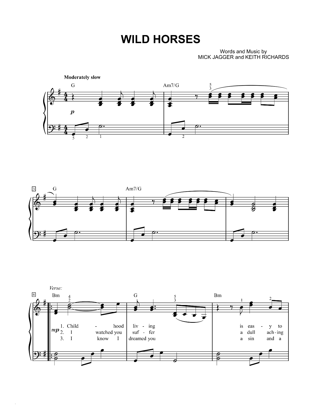 Wild Horses sheet music