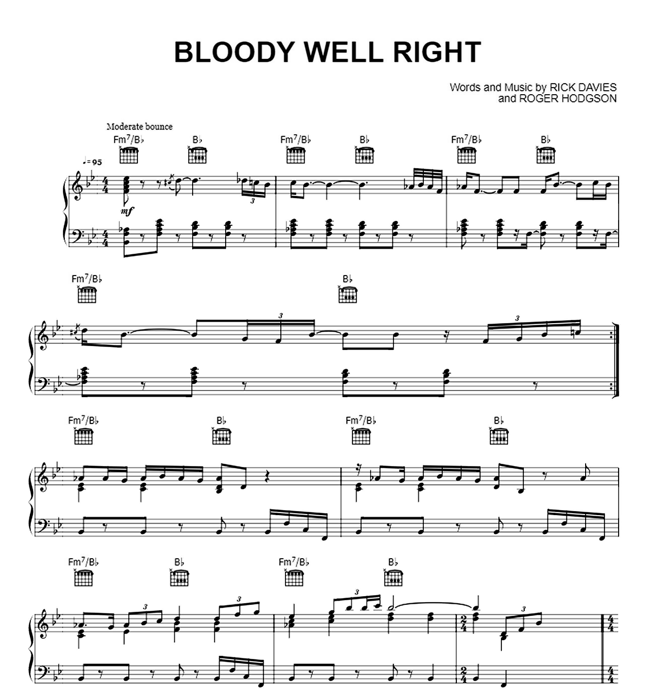 Bloody Well Right sheet music