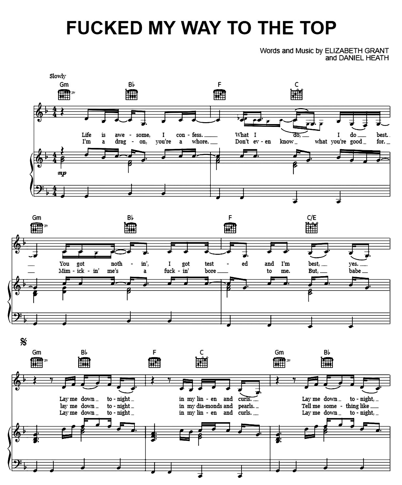 Fucked My Way Up To The Top sheet music