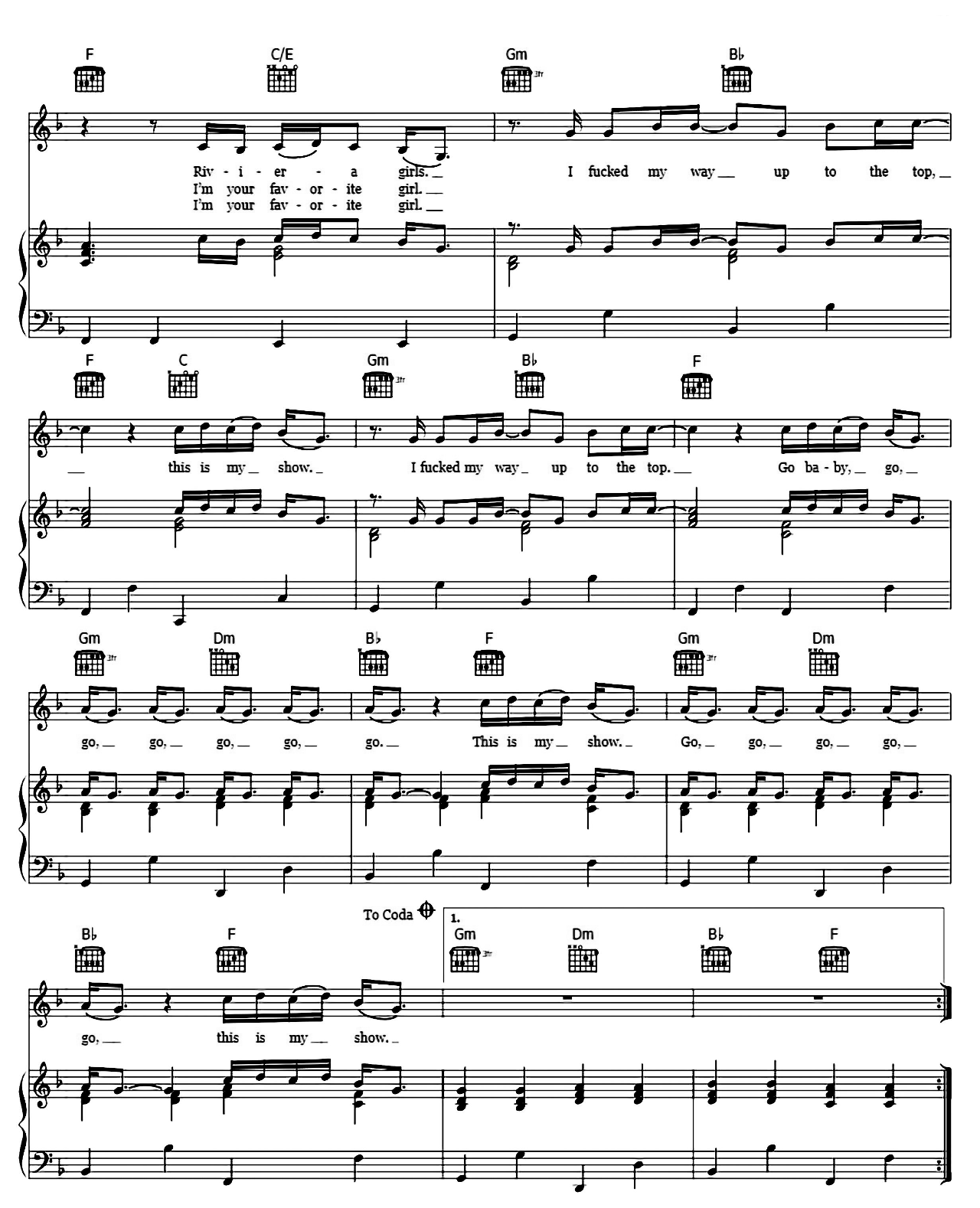 Fucked My Way Up To The Top sheet music 2