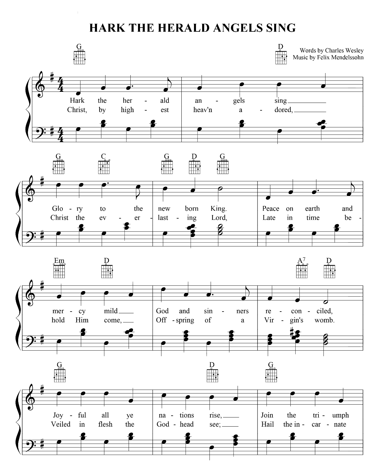 Hark The Herald Angels Sing sheet music