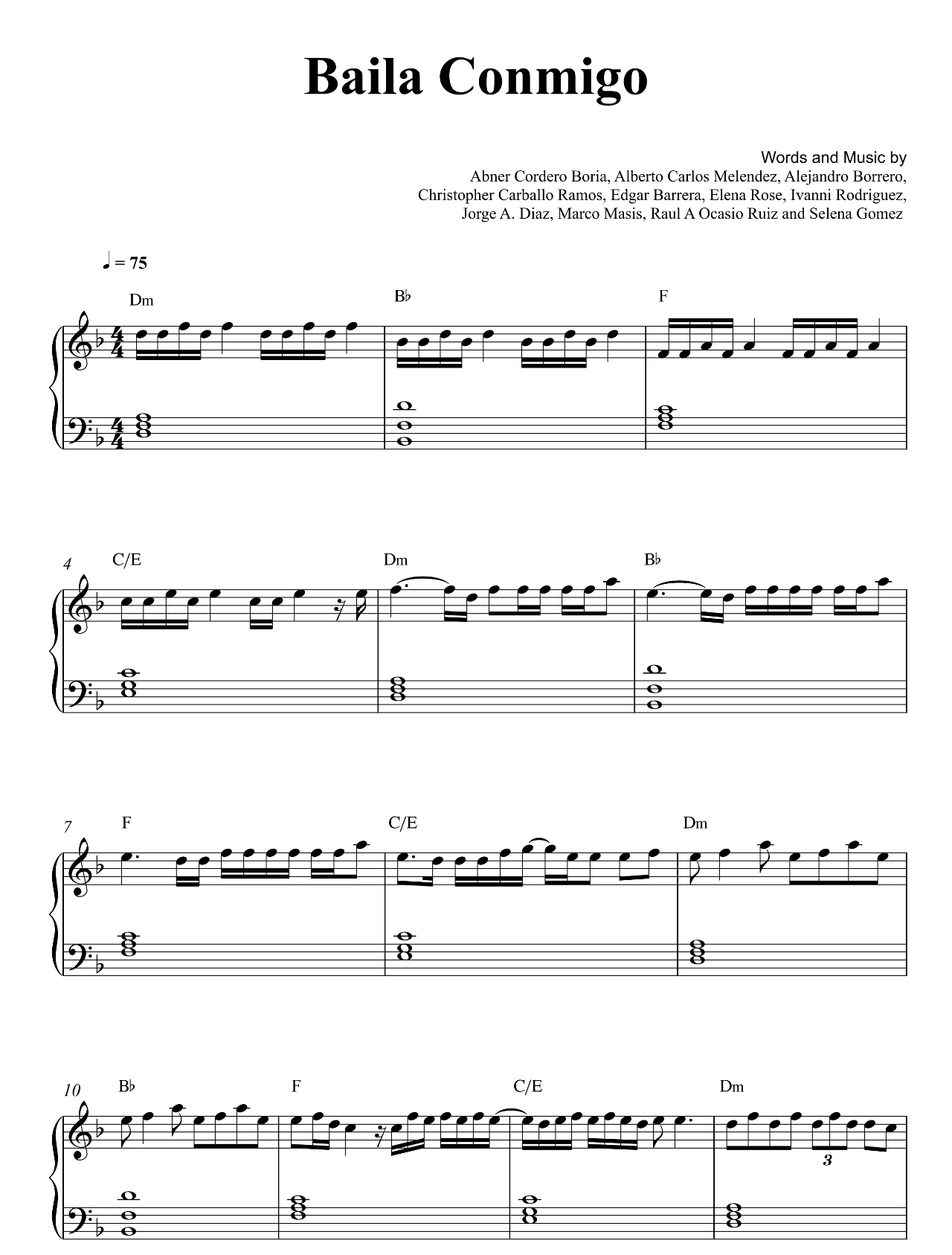 Baila Conmigo sheet music