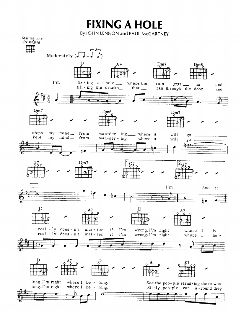 Fixing A Hole sheet music
