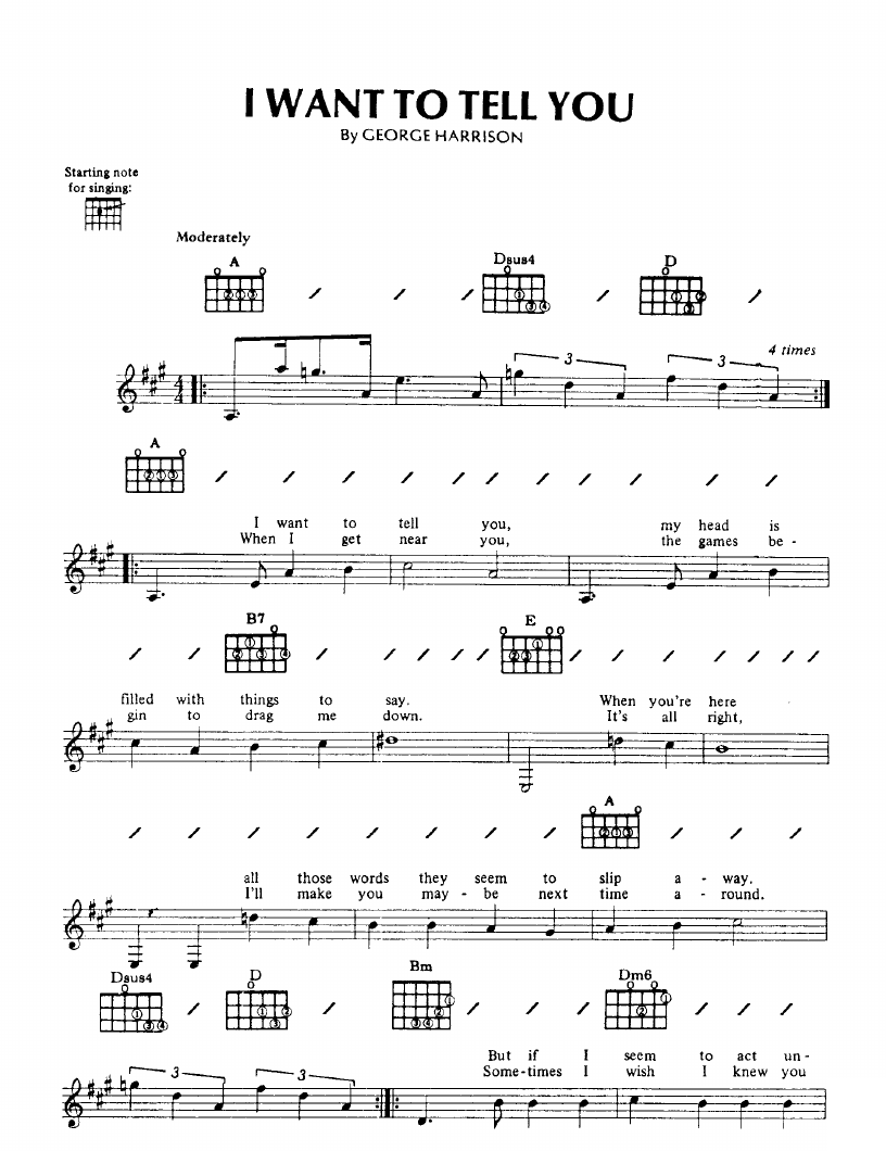 I Want To Tell You sheet music