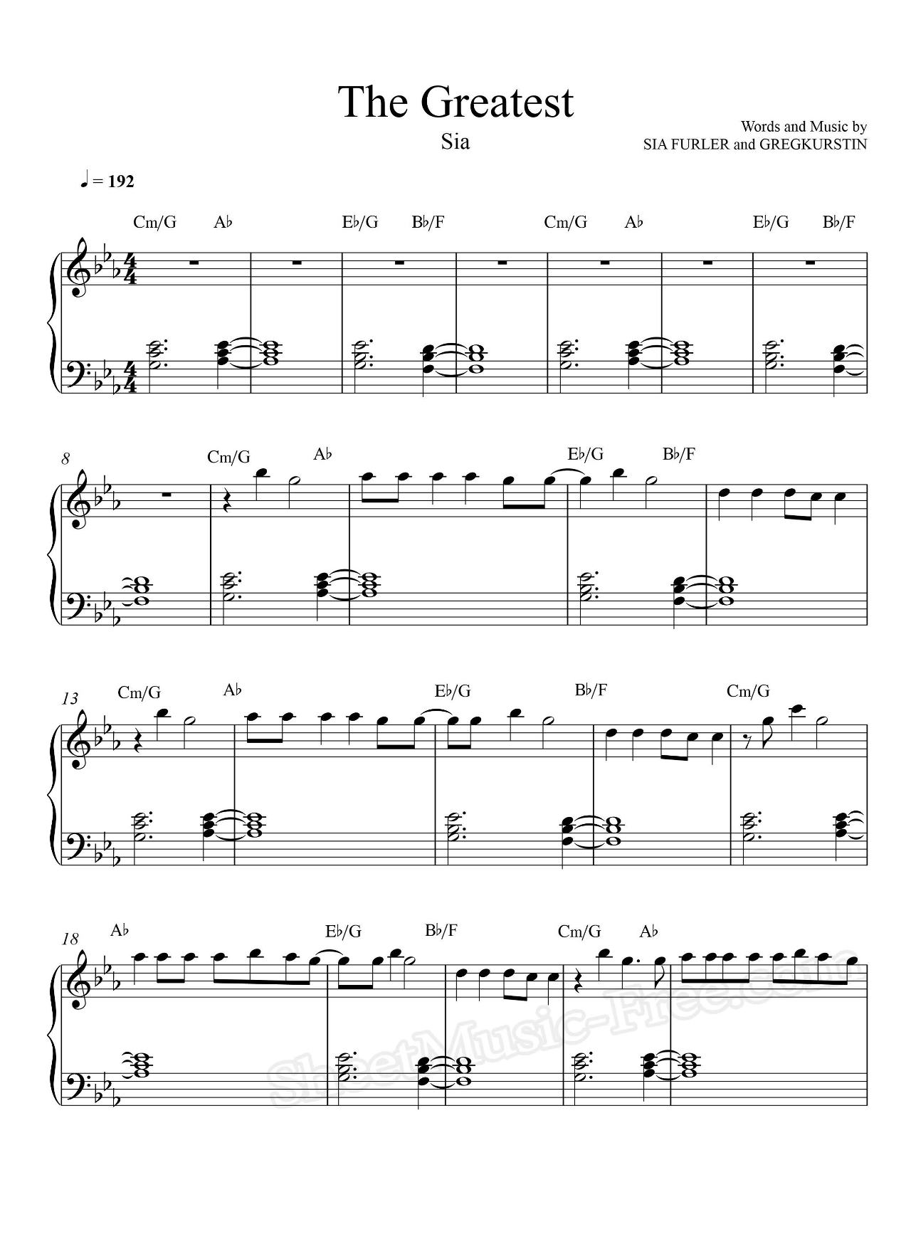 The Greatest sheet music