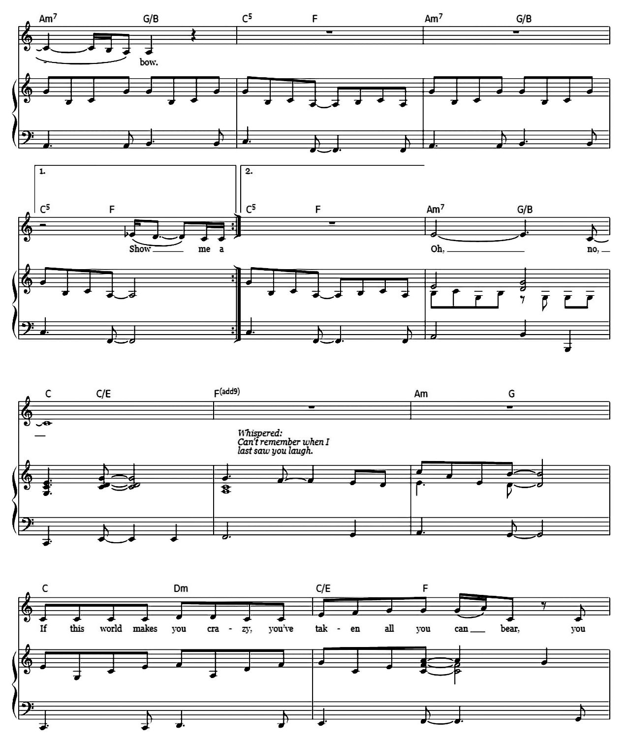 True Colors sheet music 3