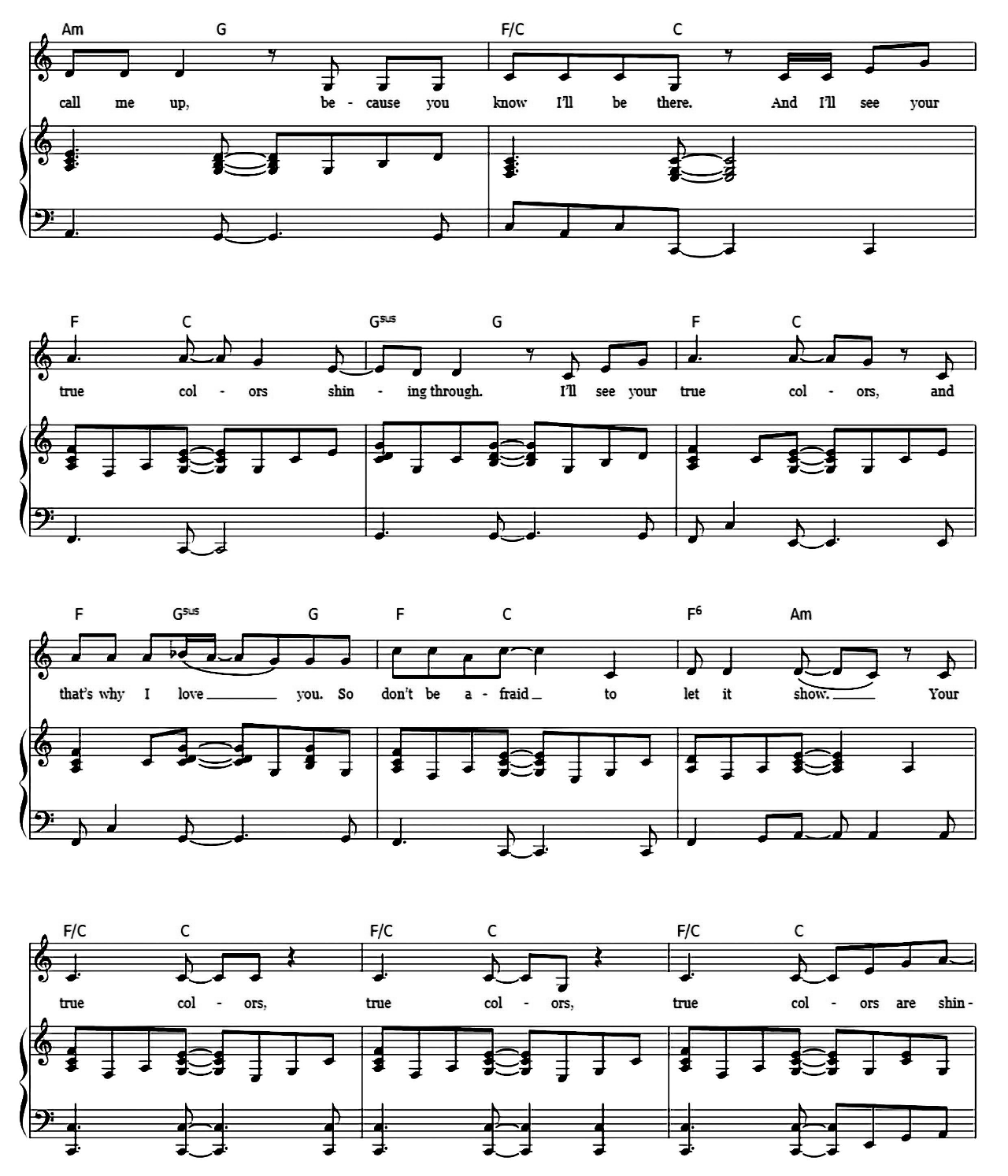 True Colors sheet music 4