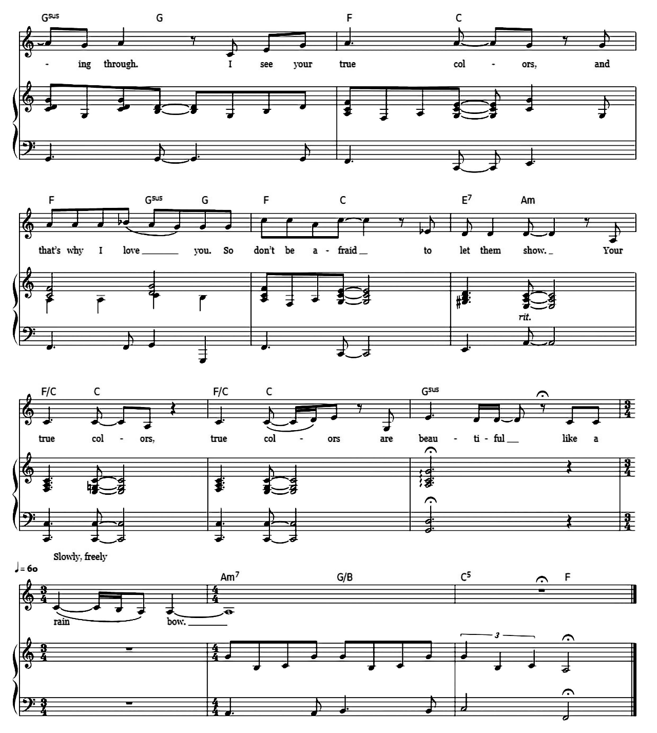 True Colors sheet music 5