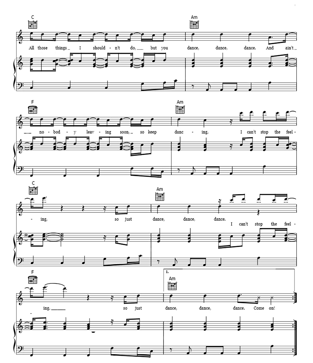 Can't Stop The Feeling sheet music 4