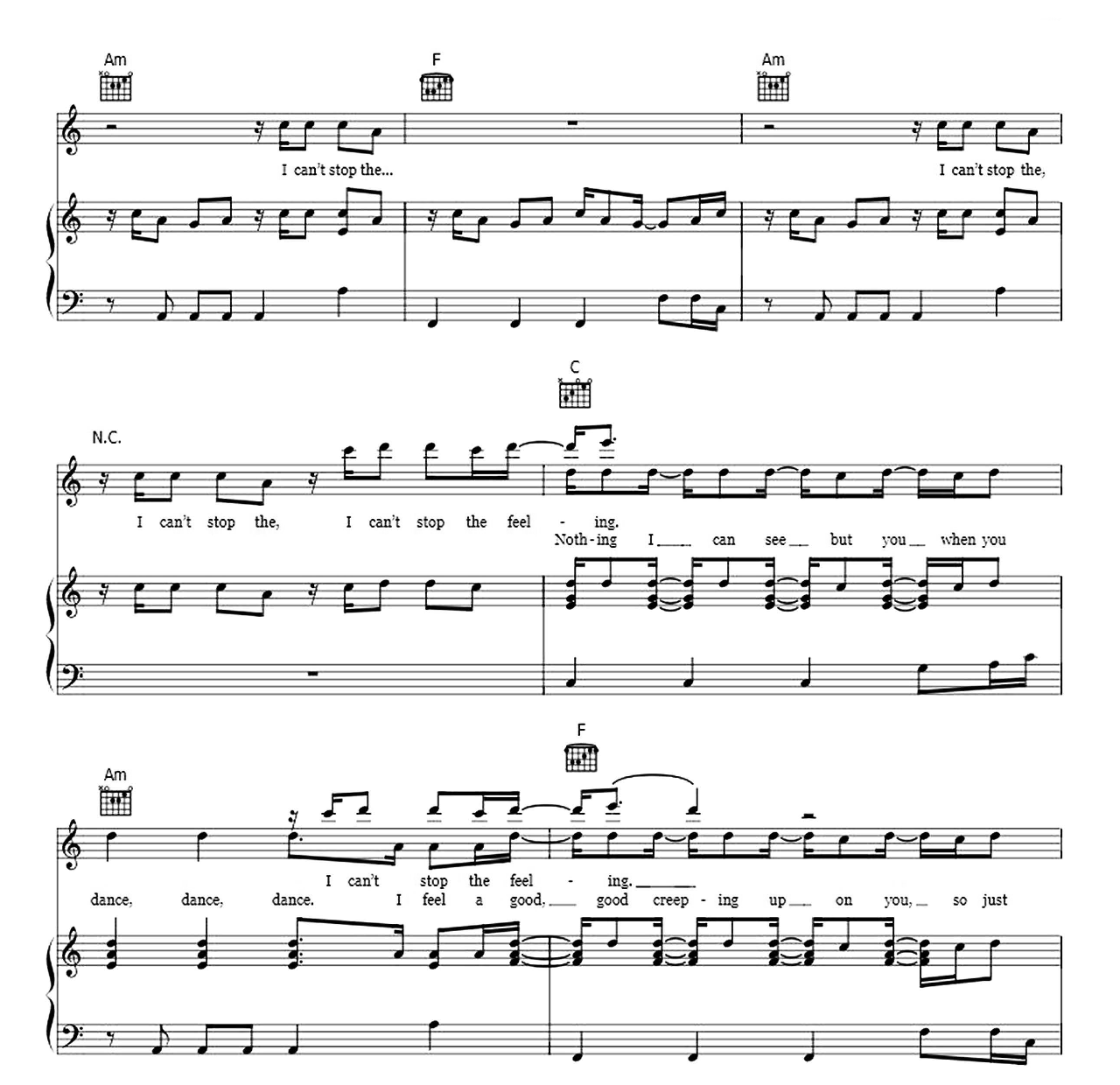 Can't Stop The Feeling sheet music 6