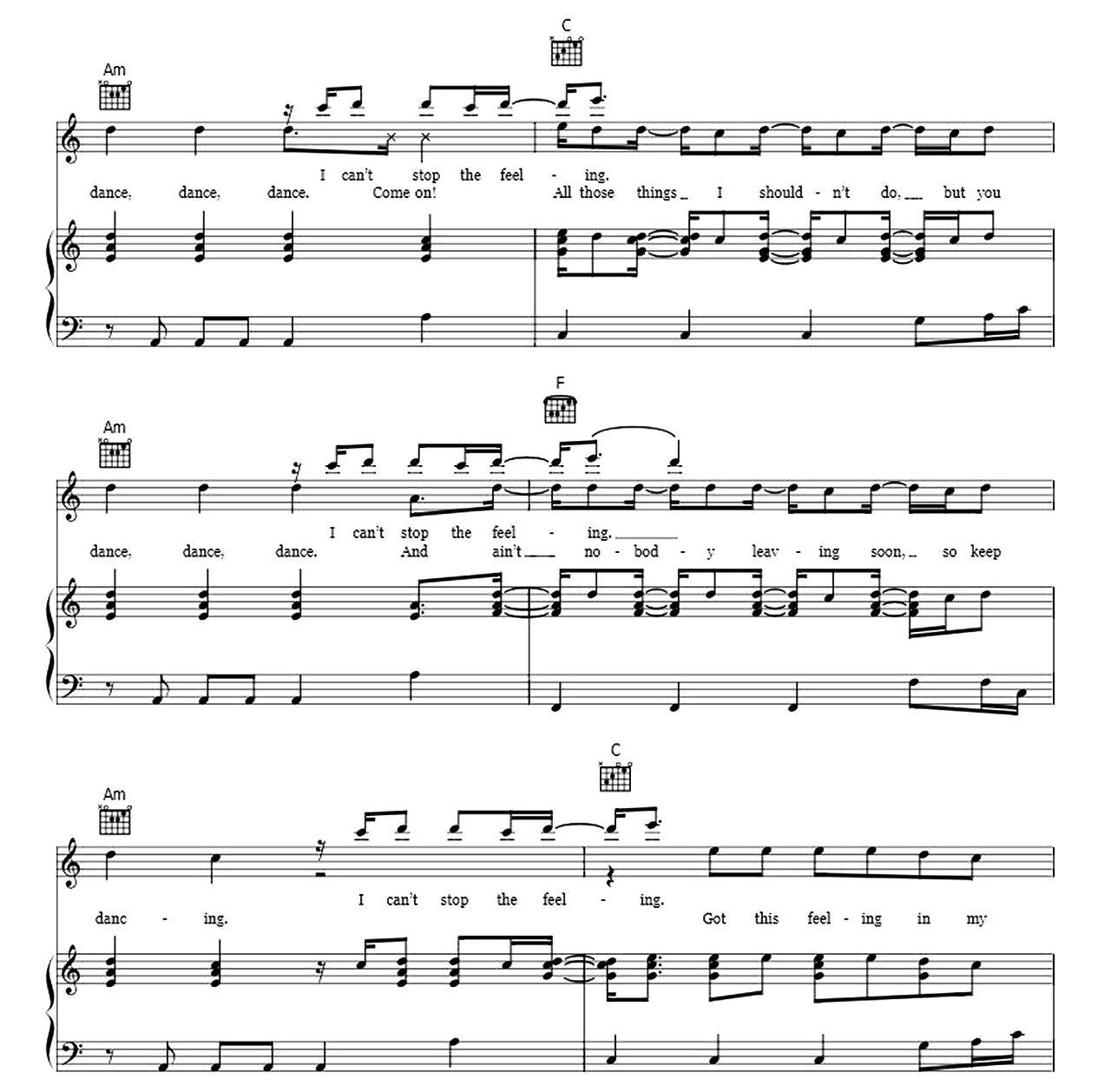 Can't Stop The Feeling sheet music 7