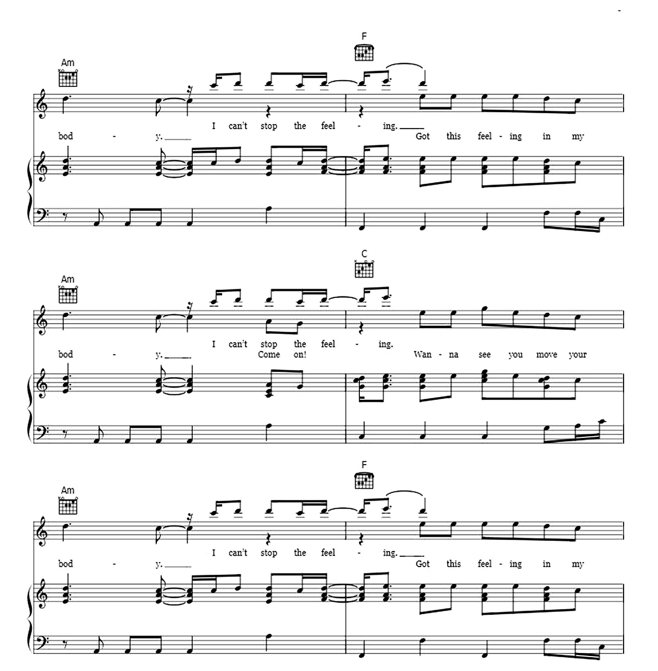 Can't Stop The Feeling sheet music 8