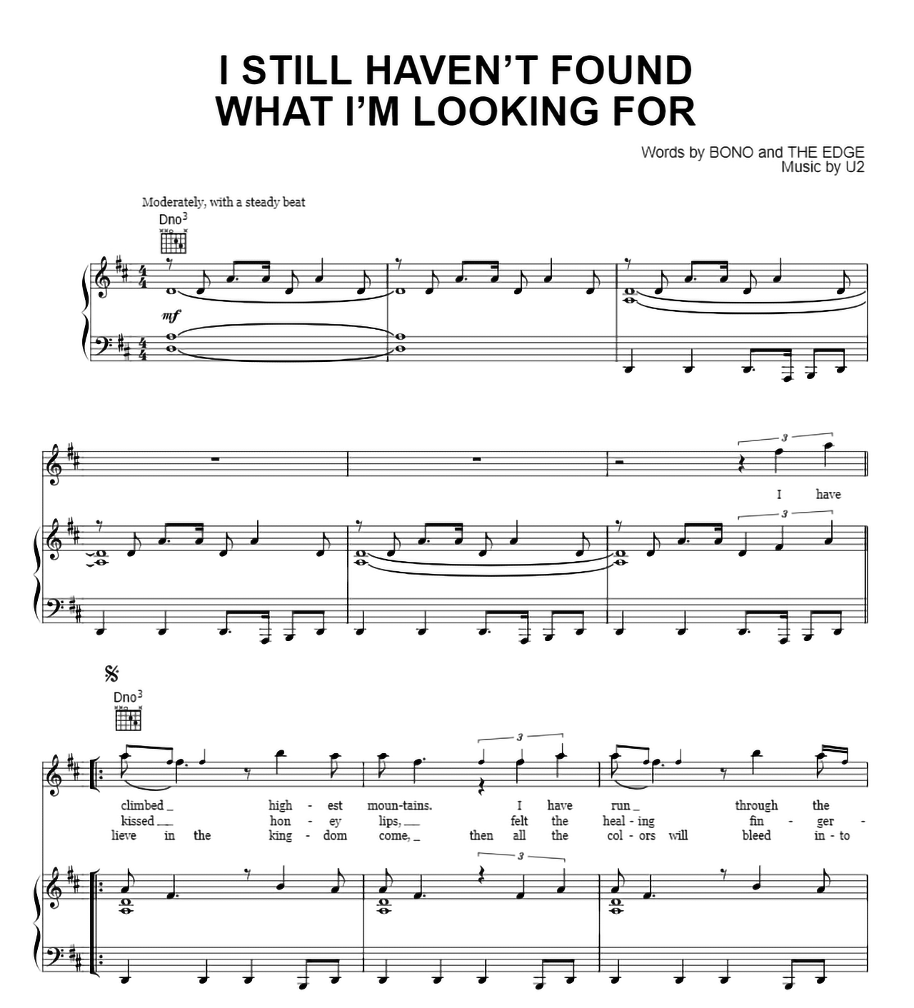 I Still Haven't Found What I'm Looking For sheet music