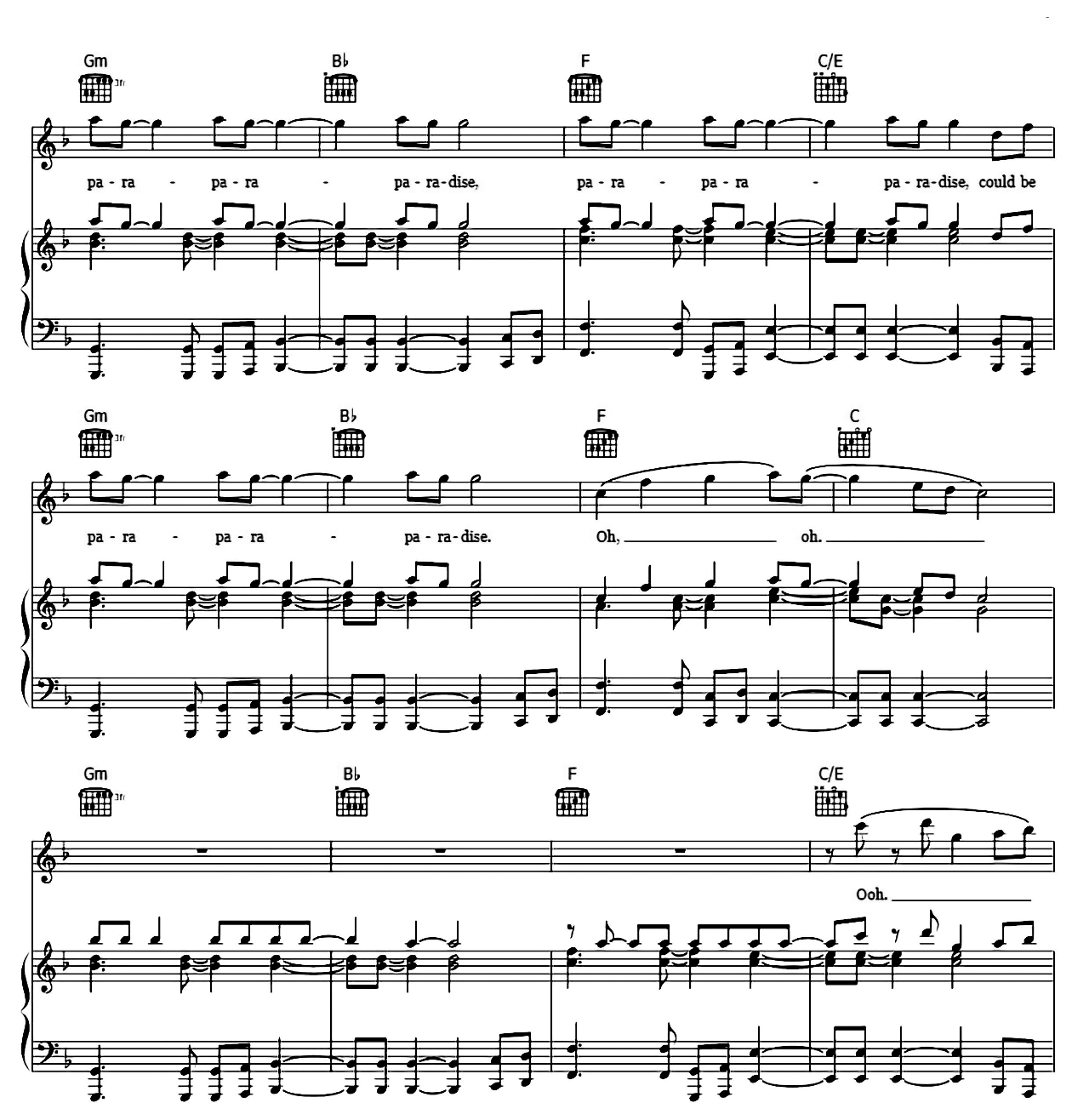 Paradise sheet music 8