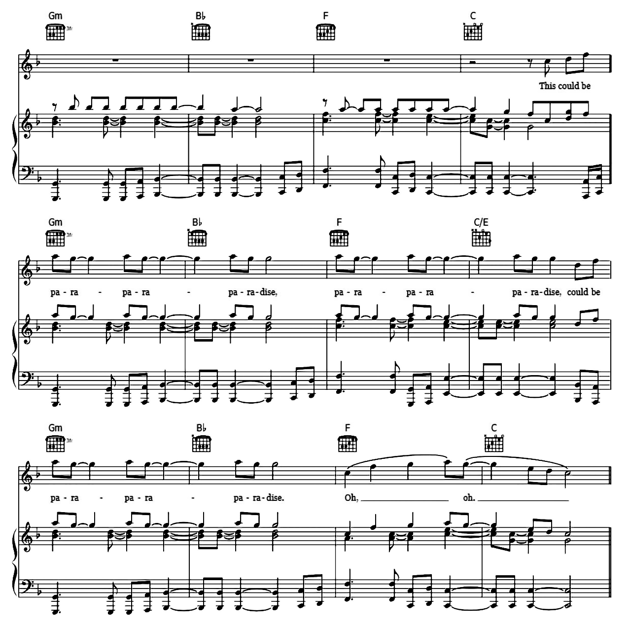 Paradise sheet music 9