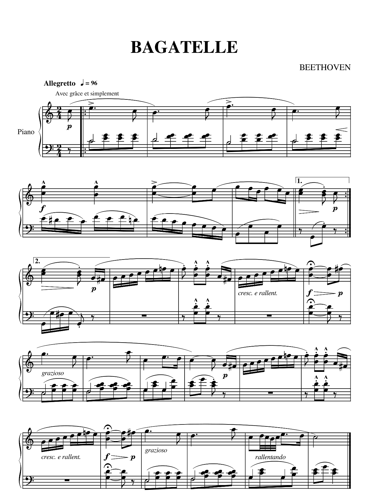 Bagatelle sheet music