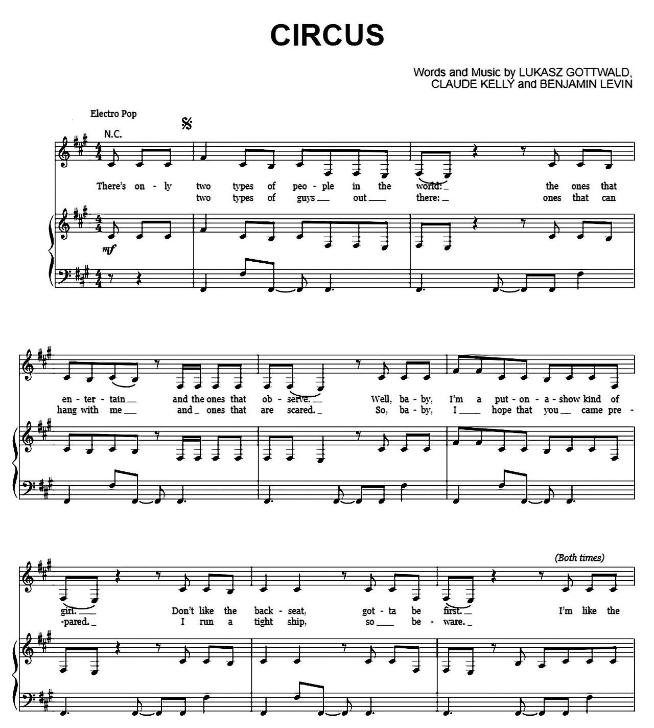 Circus sheet music