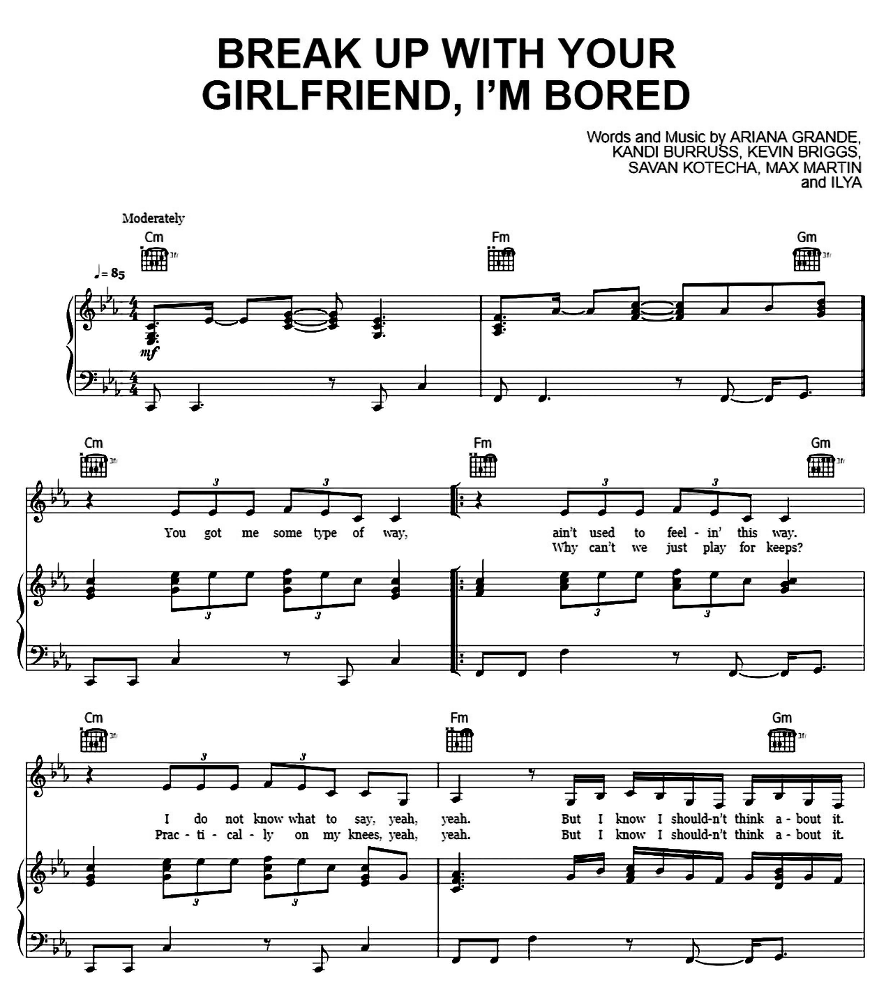 Break Up With Your Girlfriend I'm Bored sheet music