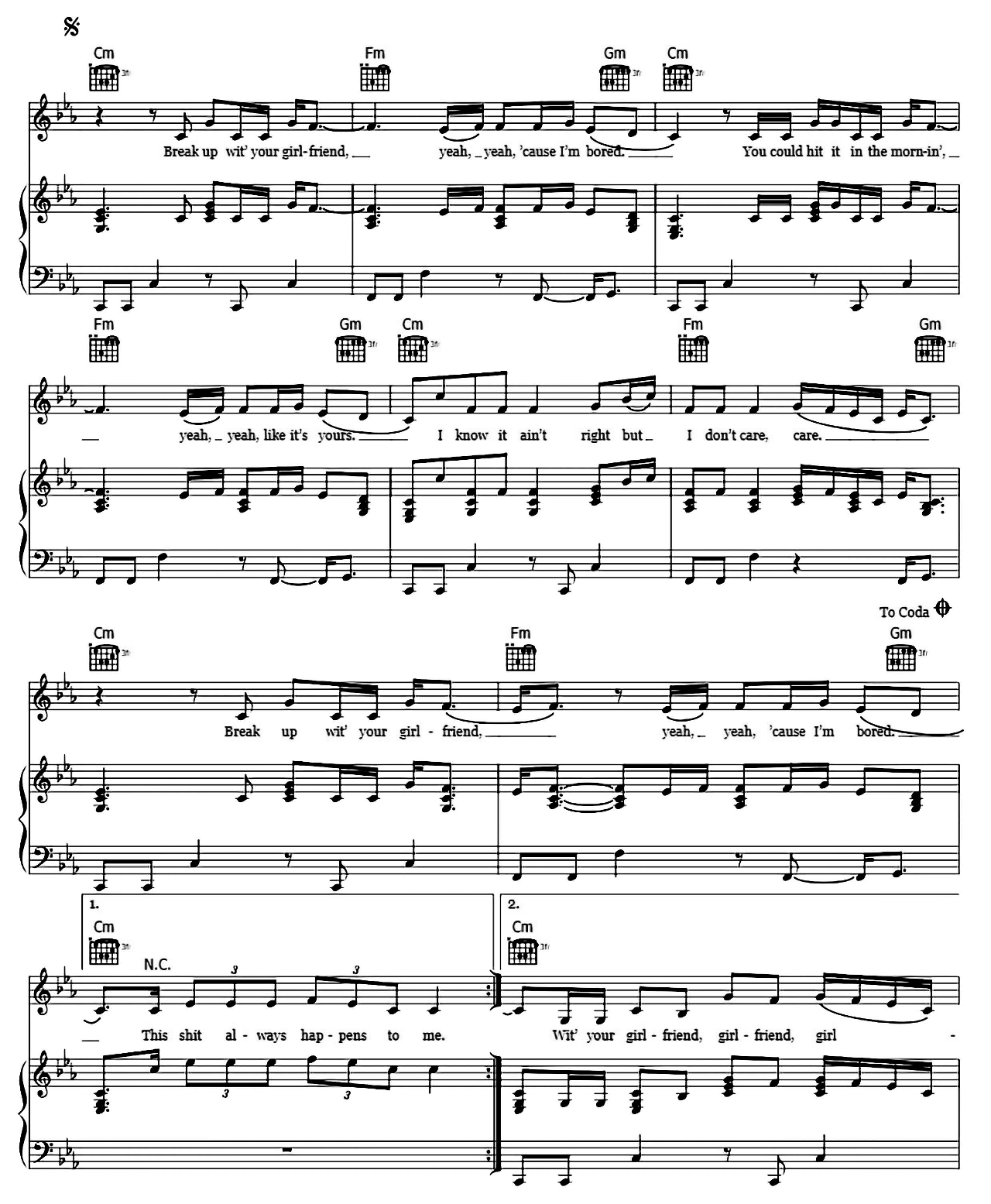 Break Up With Your Girlfriend I'm Bored sheet music 3