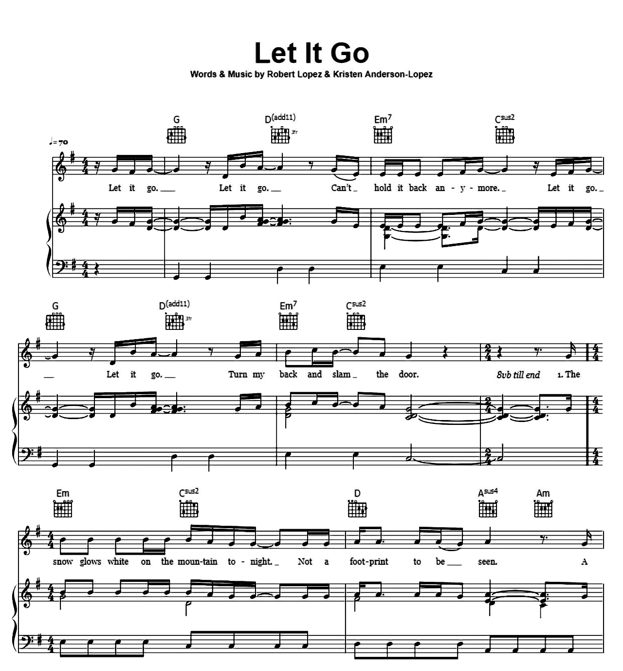 Let It Go sheet music