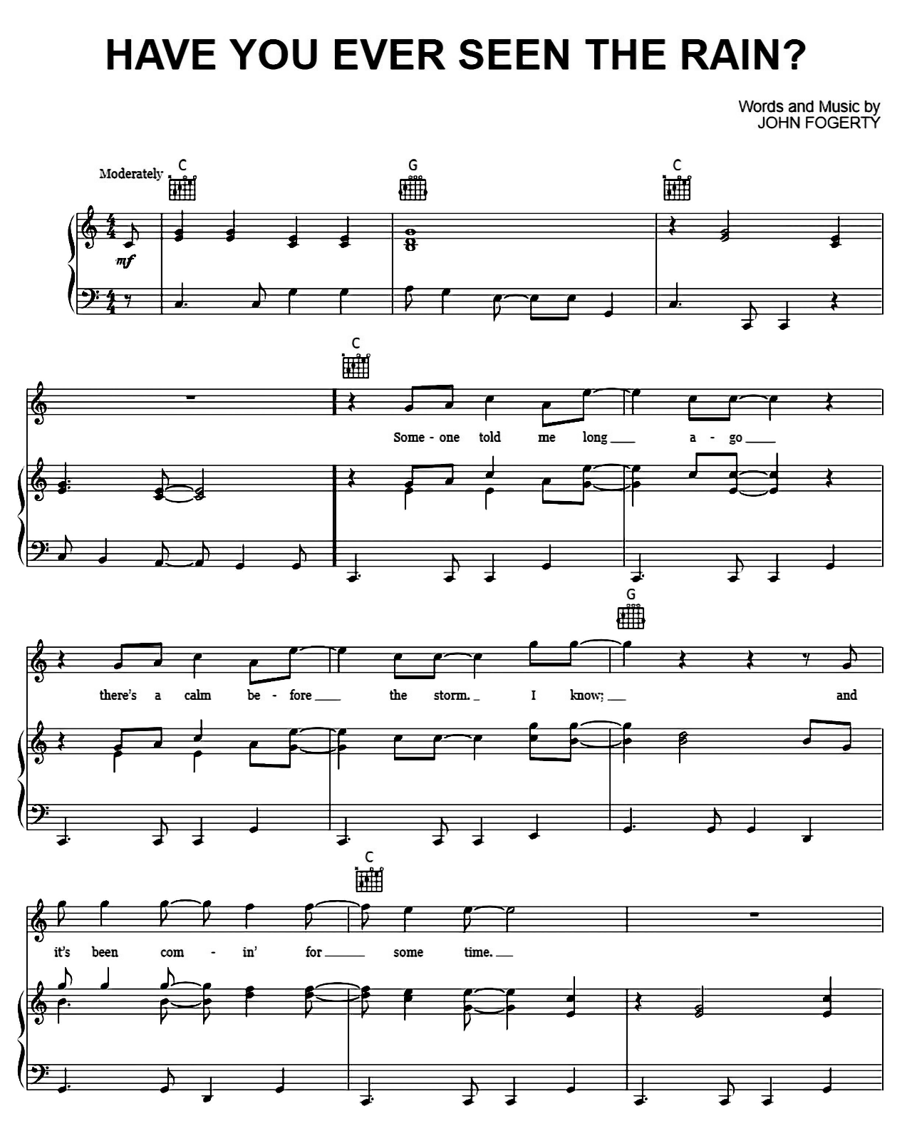 Have You Ever Seen The Rain sheet music