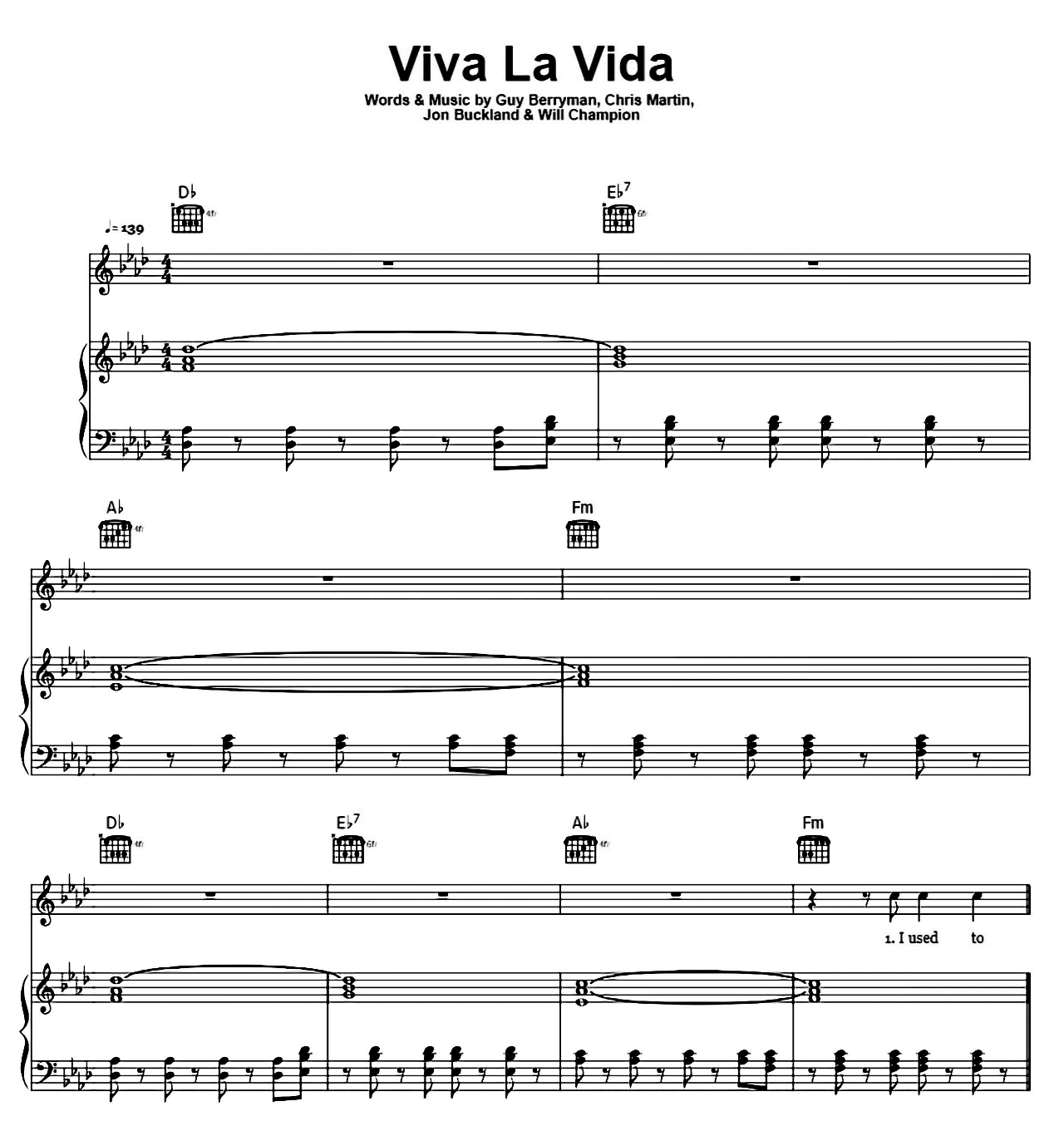 Viva La Vida sheet music