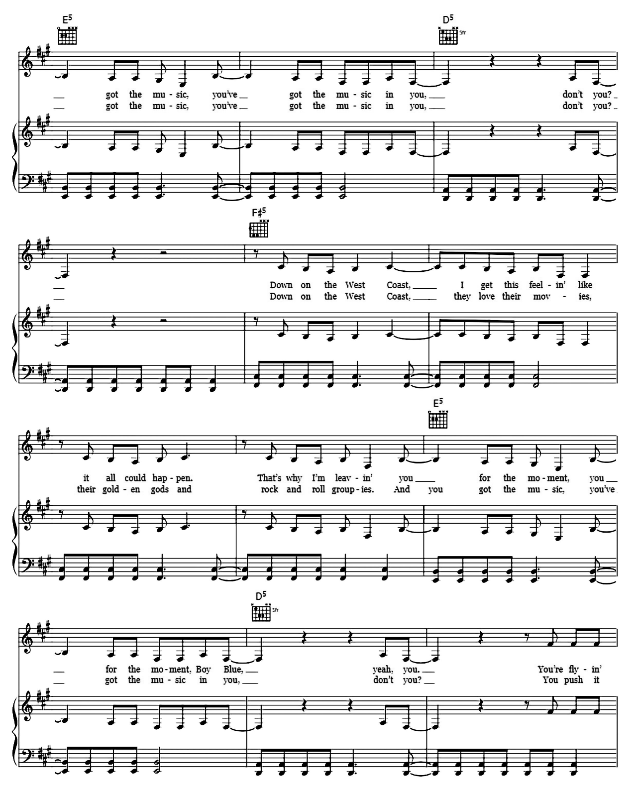 West Coast sheet music 2