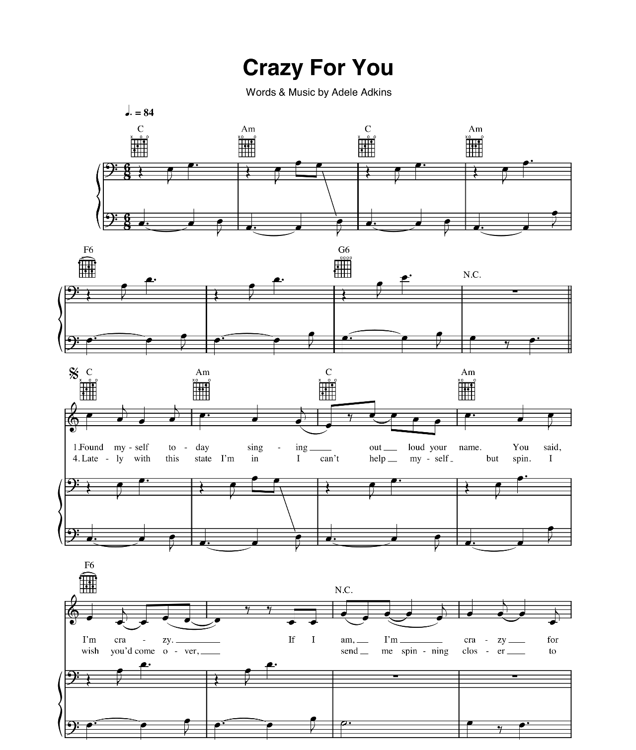 Crazy For You sheet music