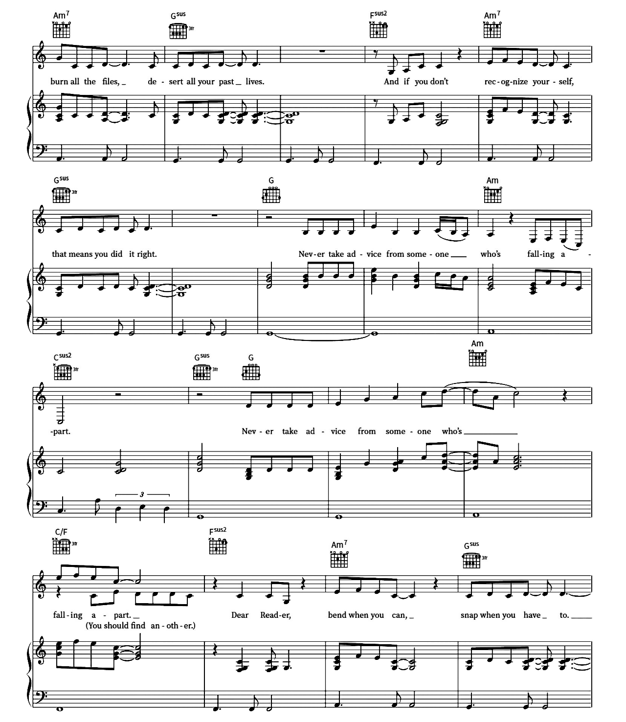 Dear Reader sheet music 2