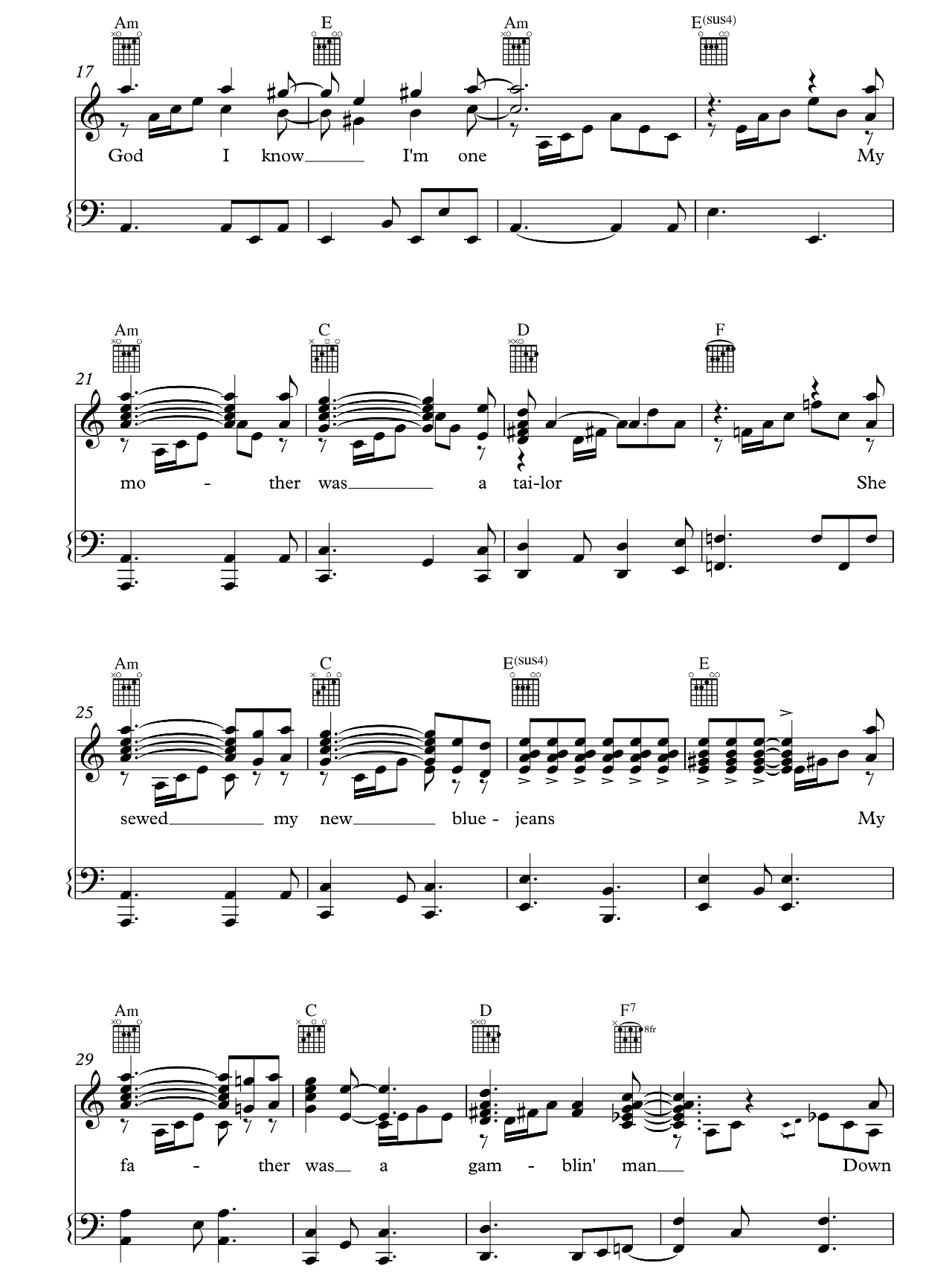 House Of The Rising Sun sheet music 2