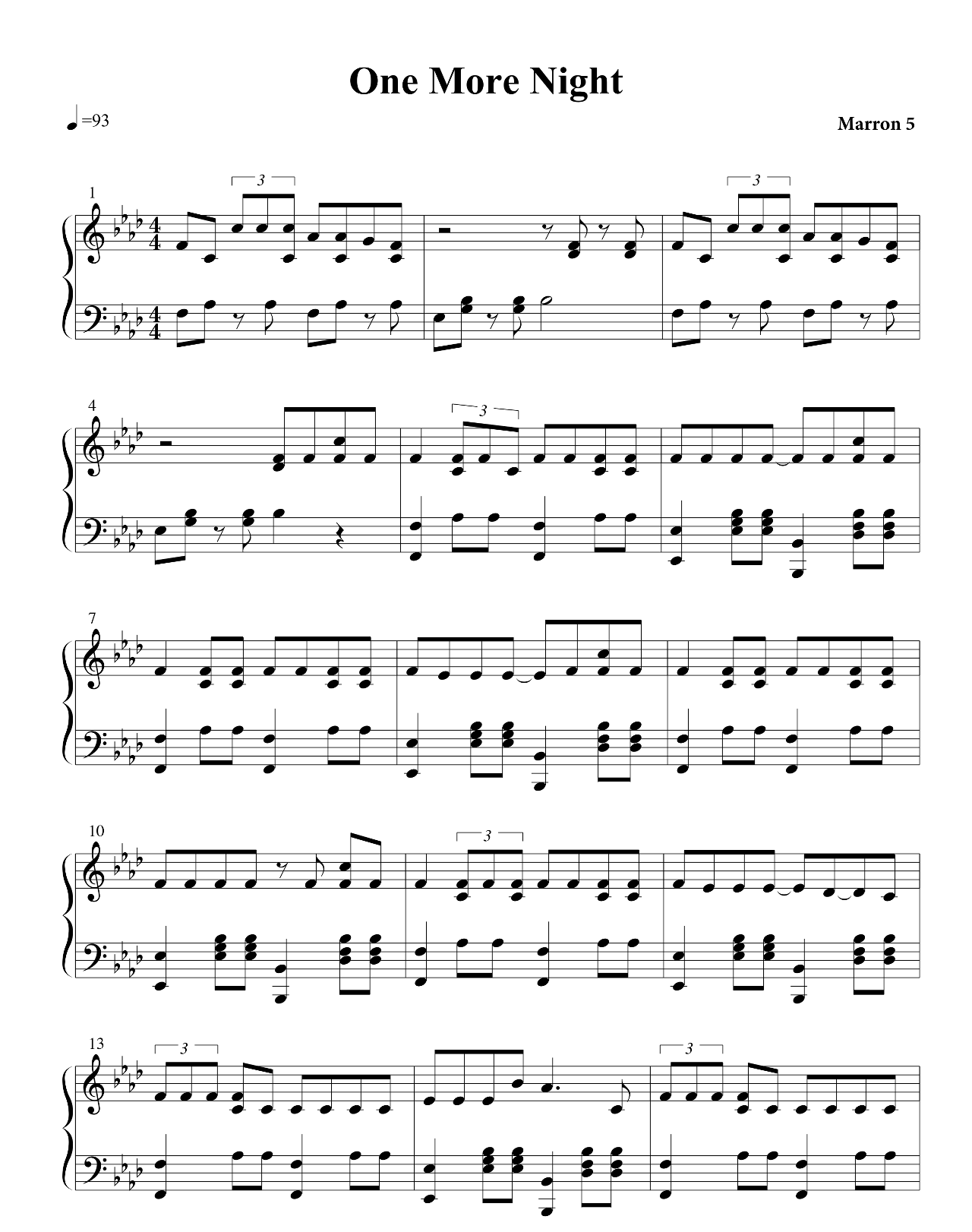 One More Night sheet music